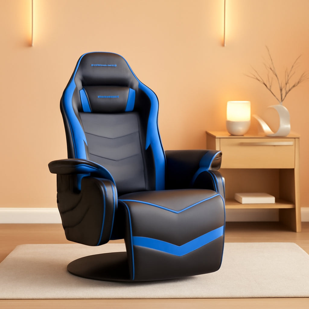 Blue 900 Gaming Recliner With Adjustable Leg Rest Cupholder