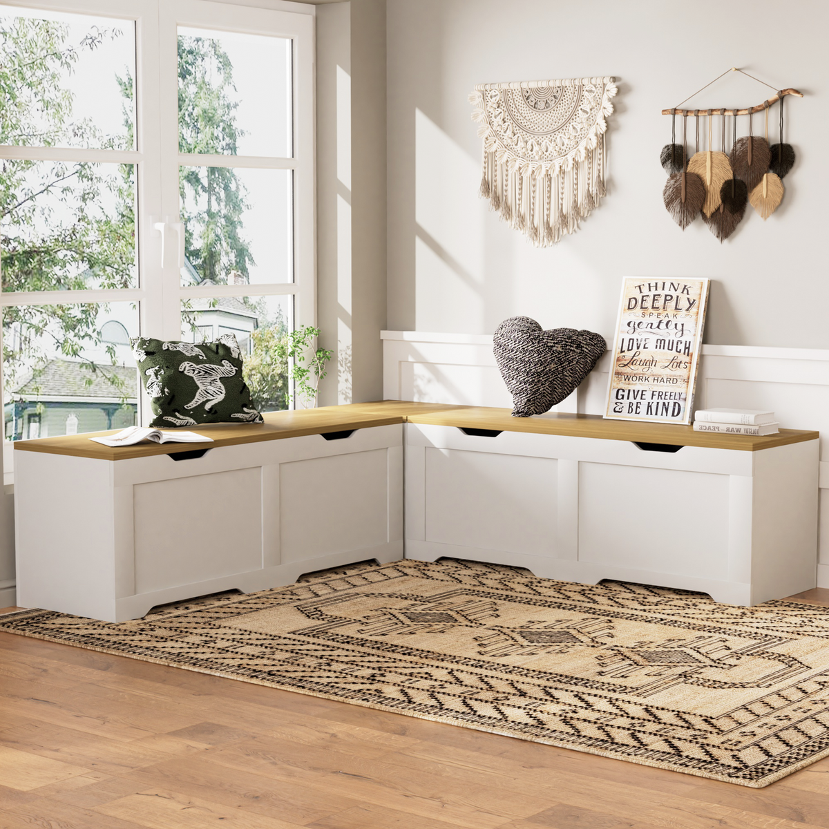 3-Piece L-Shaped Multi-Functional Storage Bench