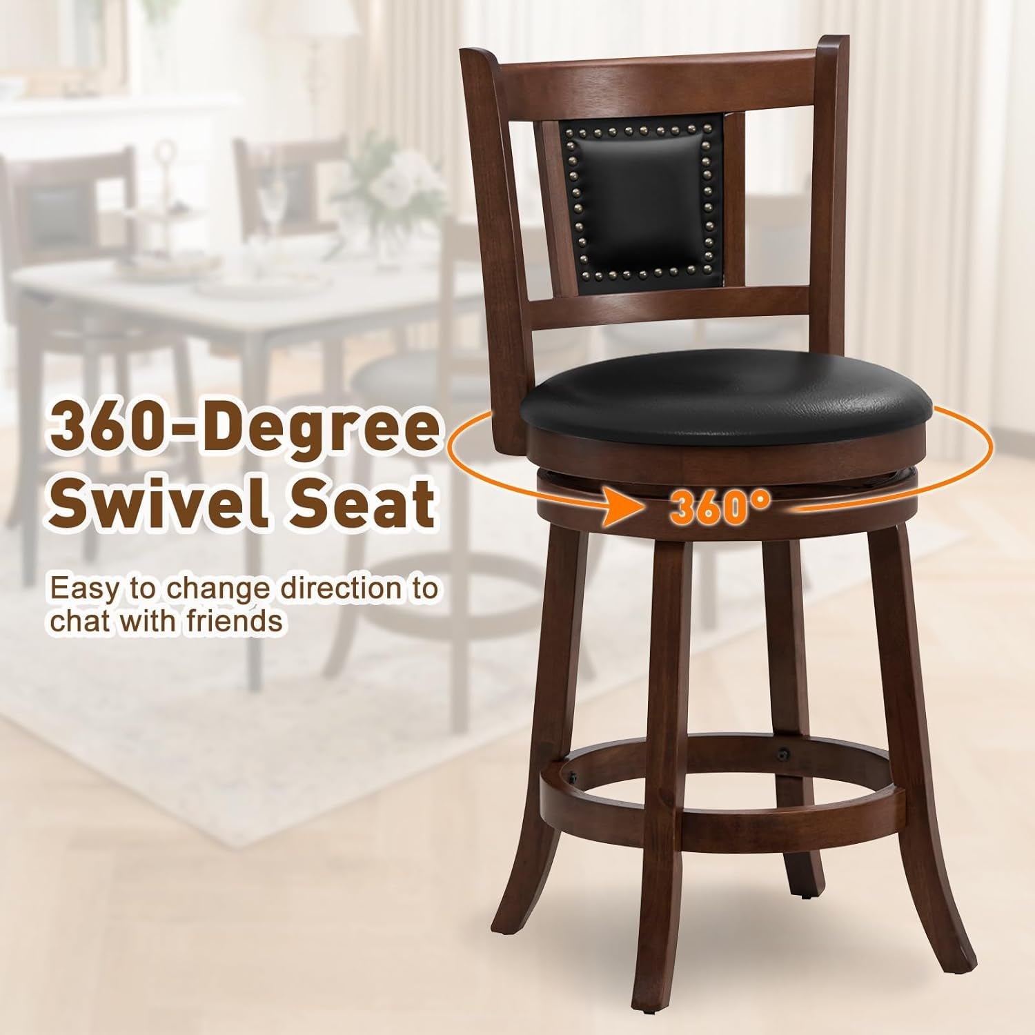 Ergonomic Swivel Bar Stools Set of Two