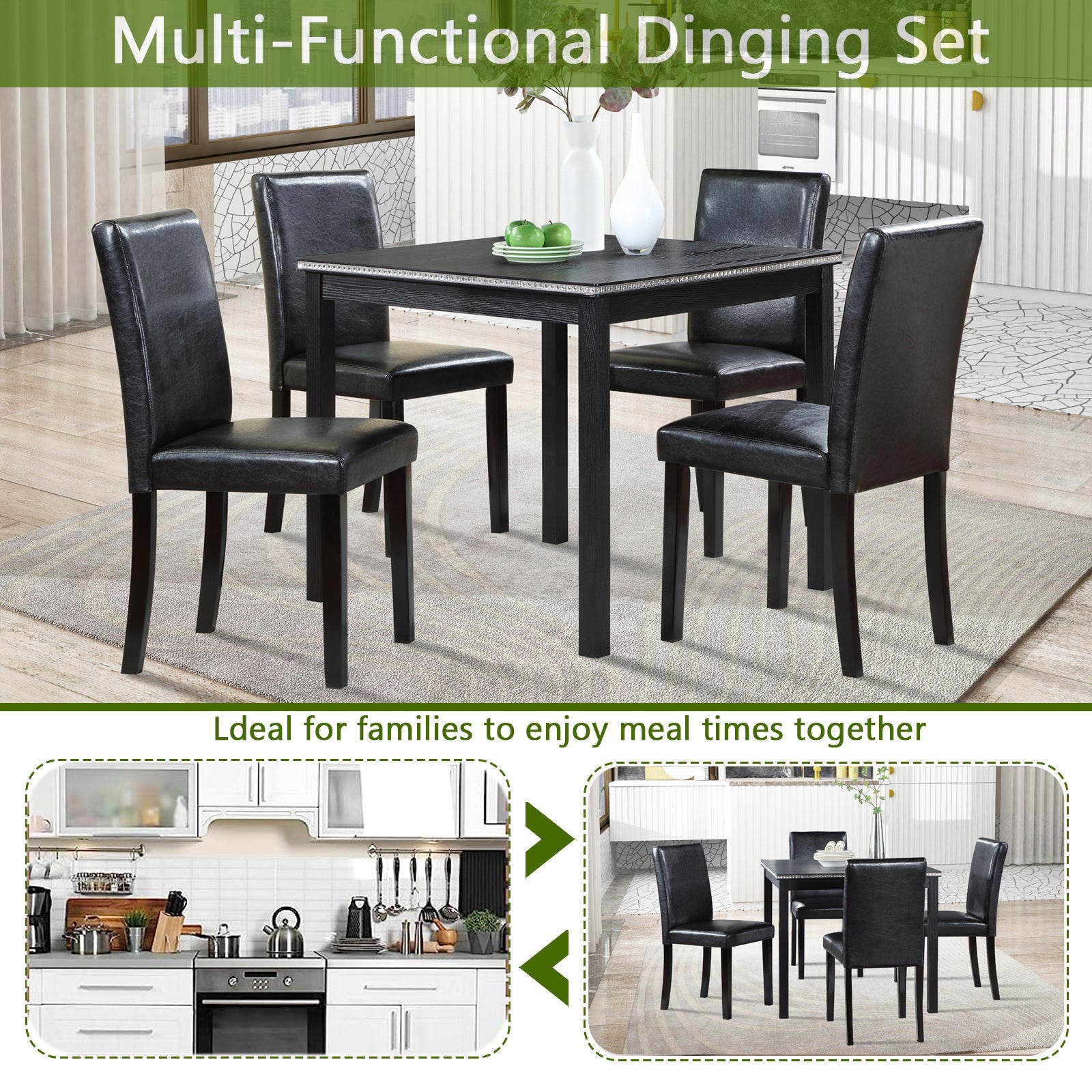 5 Piece Wooden Dining Table Set-3