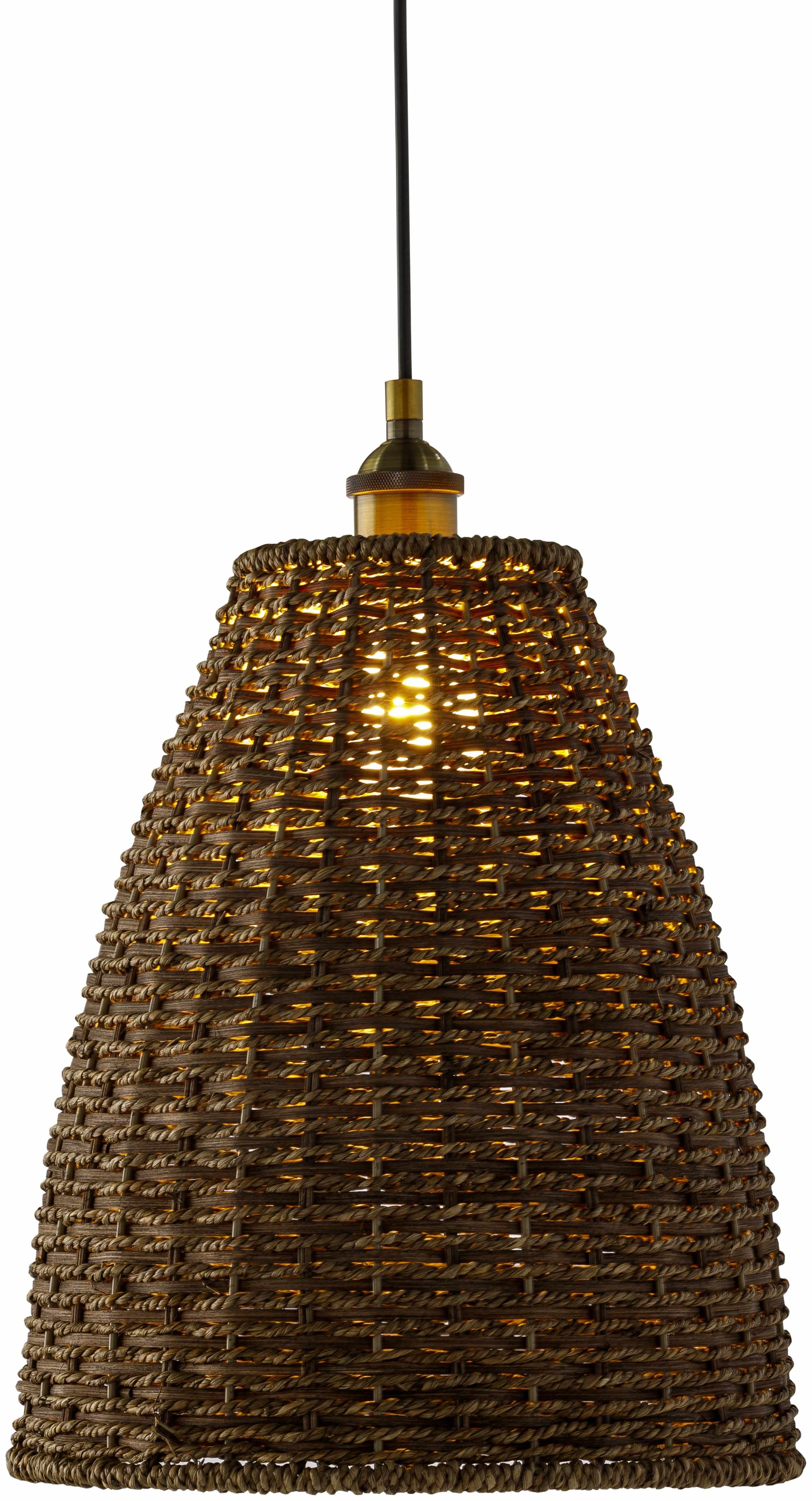 Ferreyres Southwestern Dark Brown Rattan Pendant-1