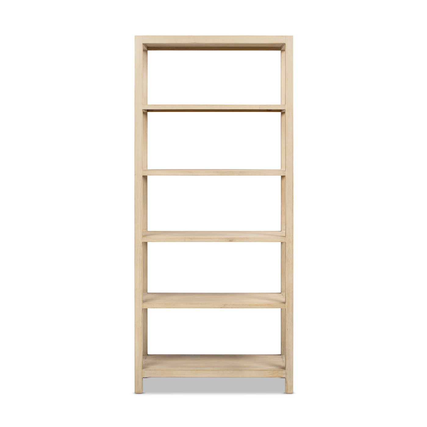 Ellis 71' Reclaimed Wood 5-Shelf Open Frame Bookcase, Light Natural Cerused Reclaimed Pine Wood