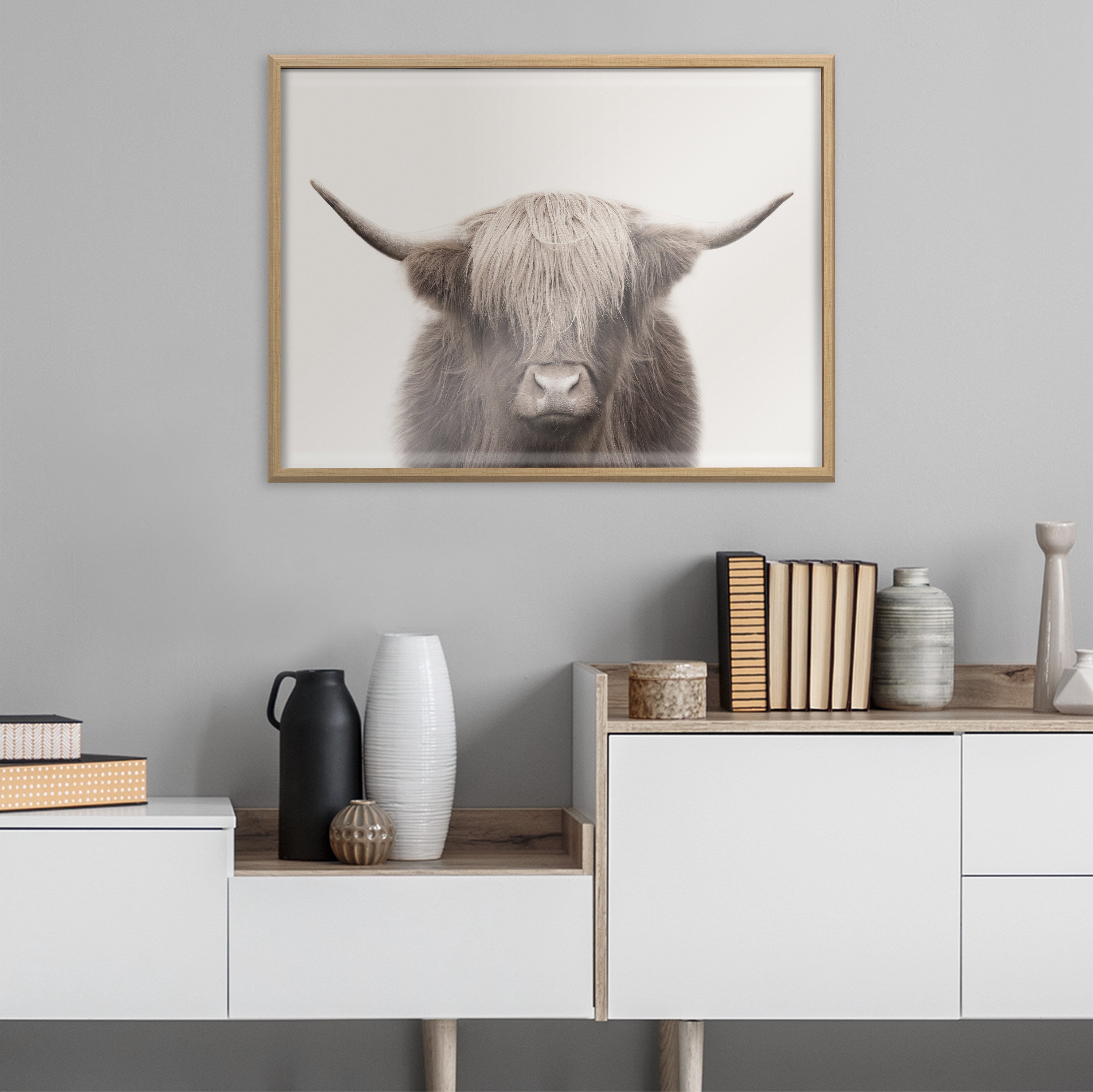 Blake Hey Dude Highland Cow Color Framed Printed Art by The Creative Bunch Studio