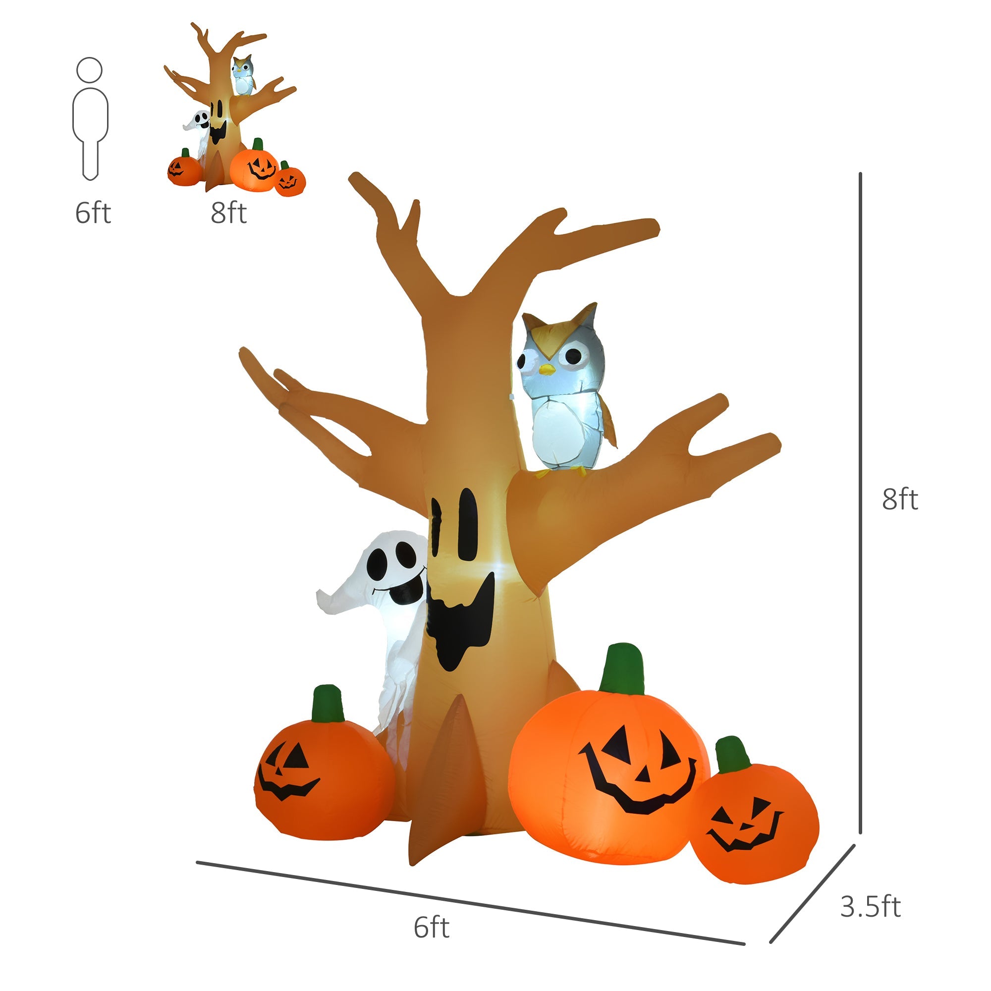 HOMCOM 7.5' Tall Lighted Halloween Inflatable Yard Decoration