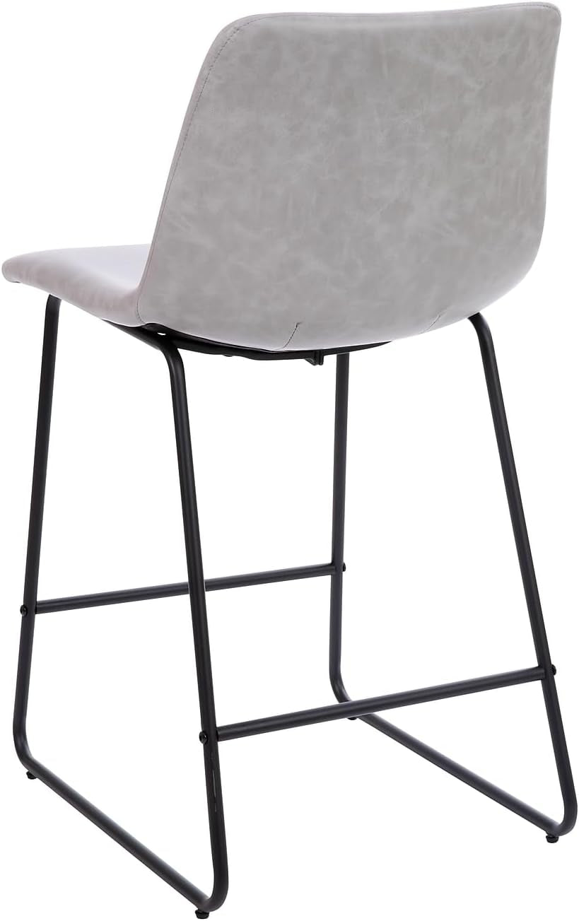 Reagan 24 Inch LeatherSoft Counter Height Bar Stools Set Of 2 Light Gray
