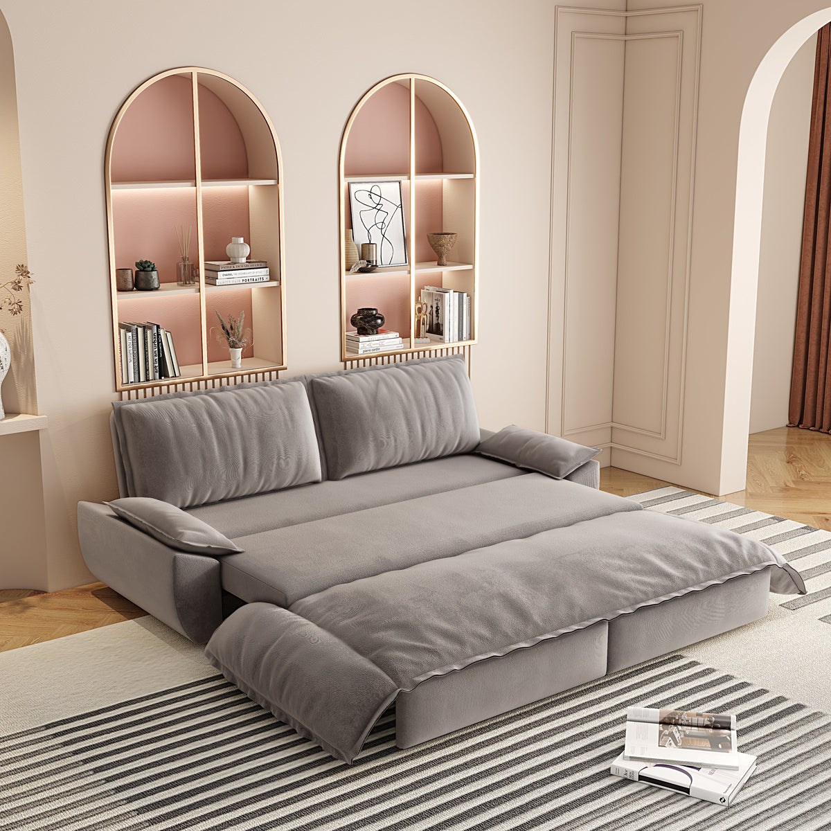 3-in-1 Convertible Sleeper Sofa Bed in Green