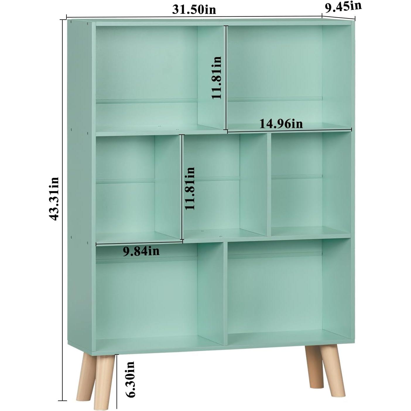 Mint Green 7 Cube Bookcase For Kids Toy Storage Organizer