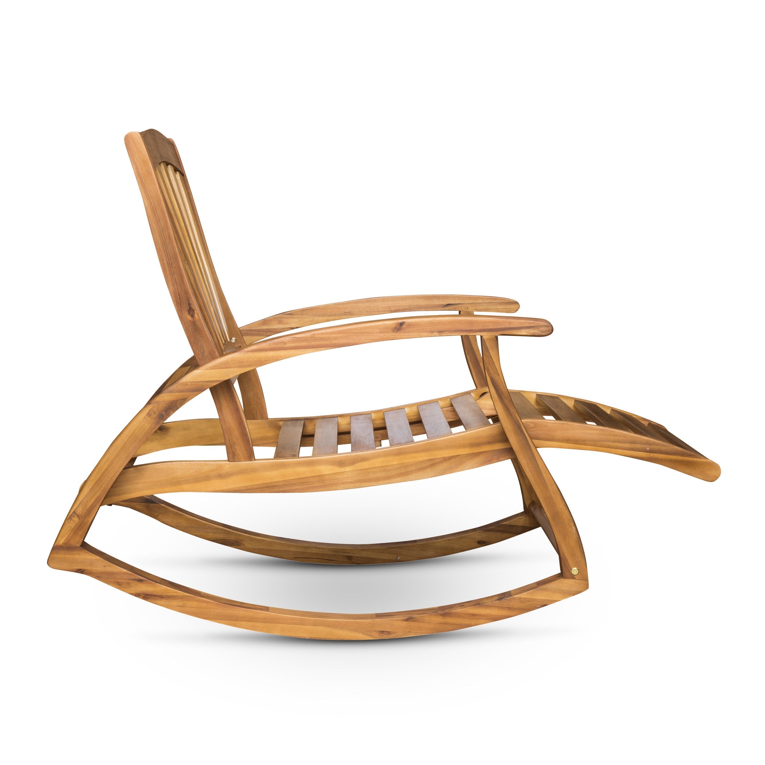 Outdoor Acacia Wood Rocking Chair with Retractable Foot Panel