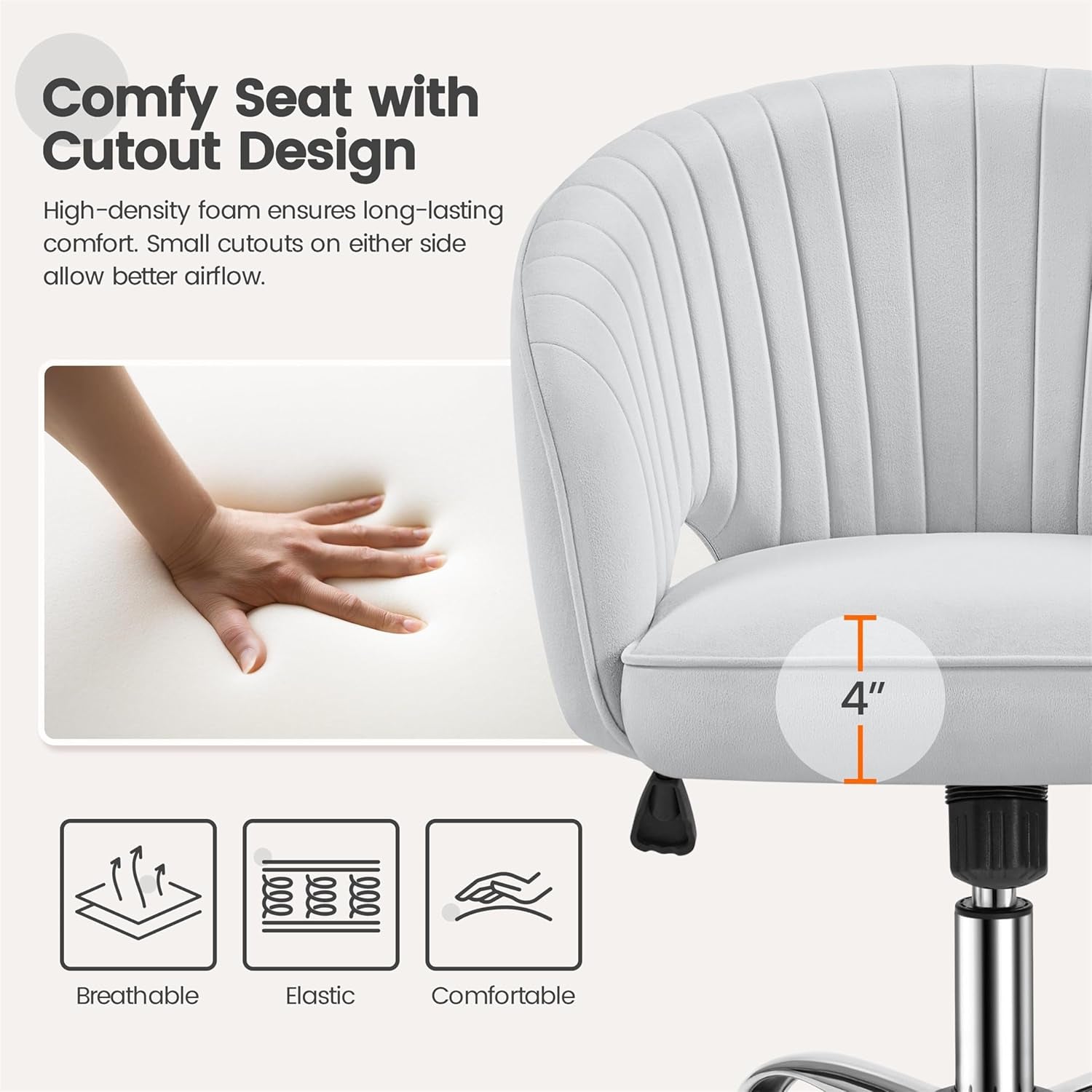 Home Office Chair With Tufted Barrel Back Light Gray