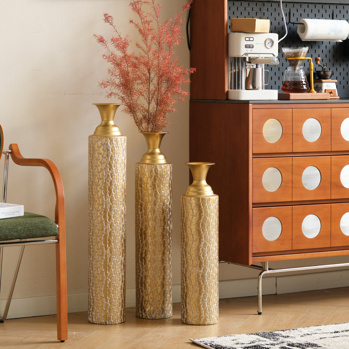 Metal Decorative Vases Set of 3