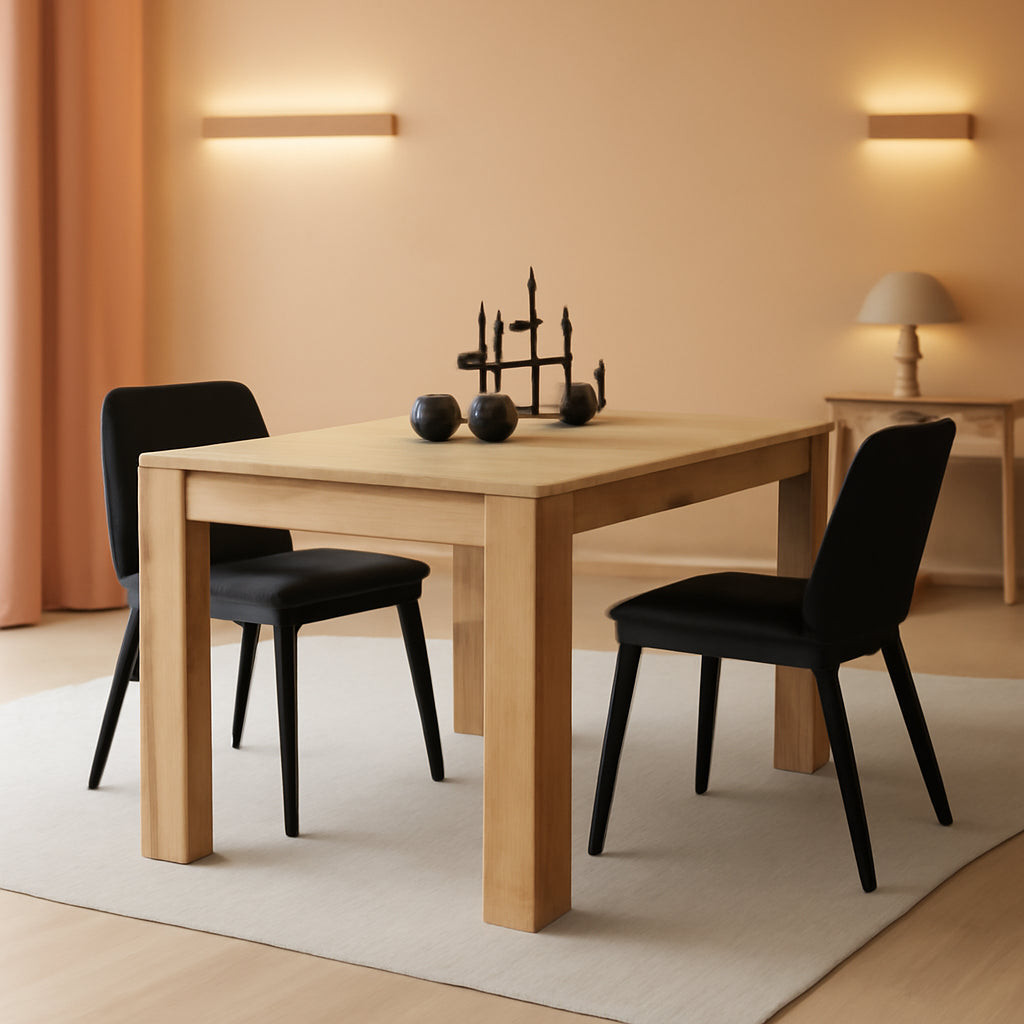 Oak Laminate Finish Extendable Dining Table With Two Leaves