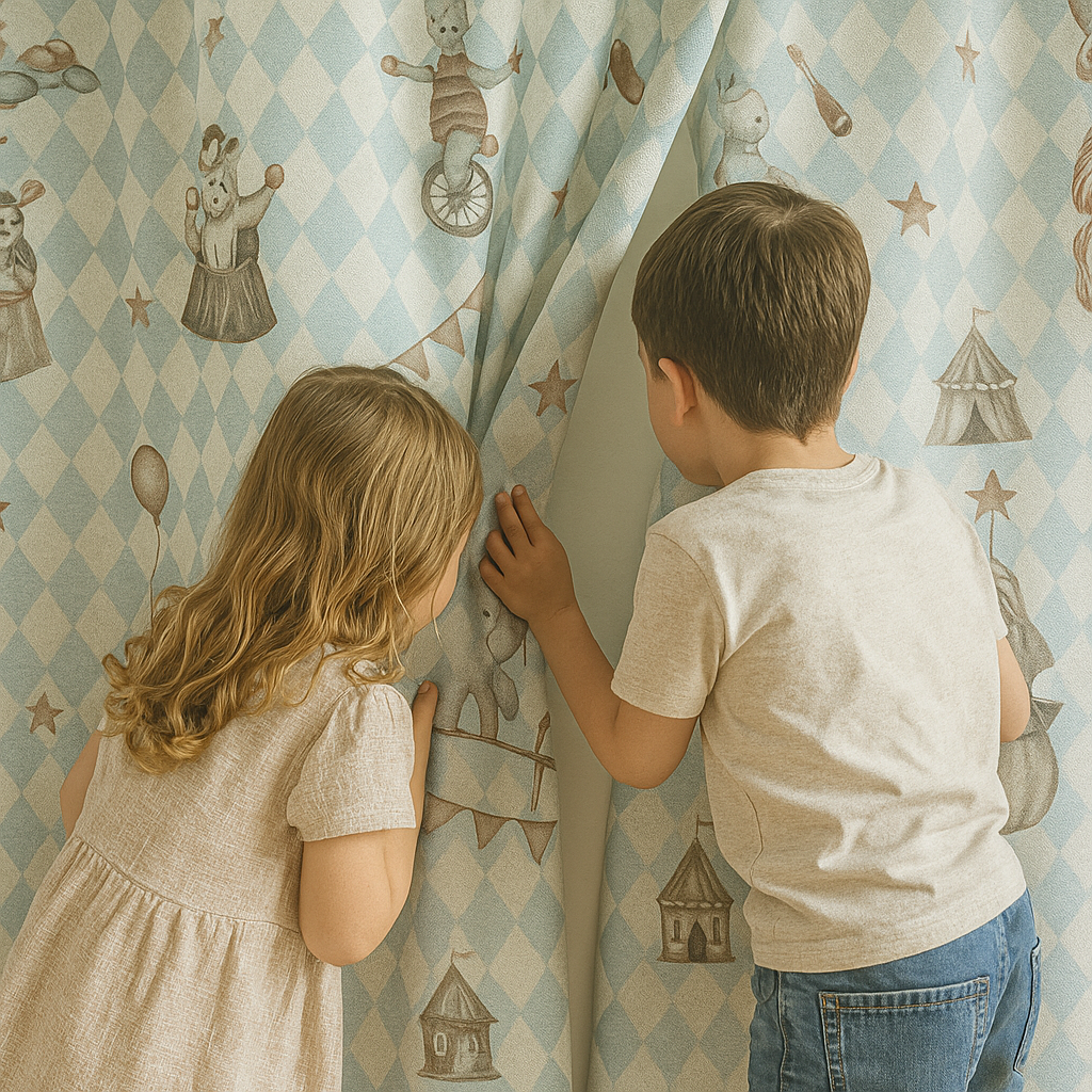 Circus-Themed Pure Linen Curtains for Kids Room – 5 Colour Variants – Light Filtering or 100% Blackout Lined – Custom Sizes – OEKO-TEX Certified-3