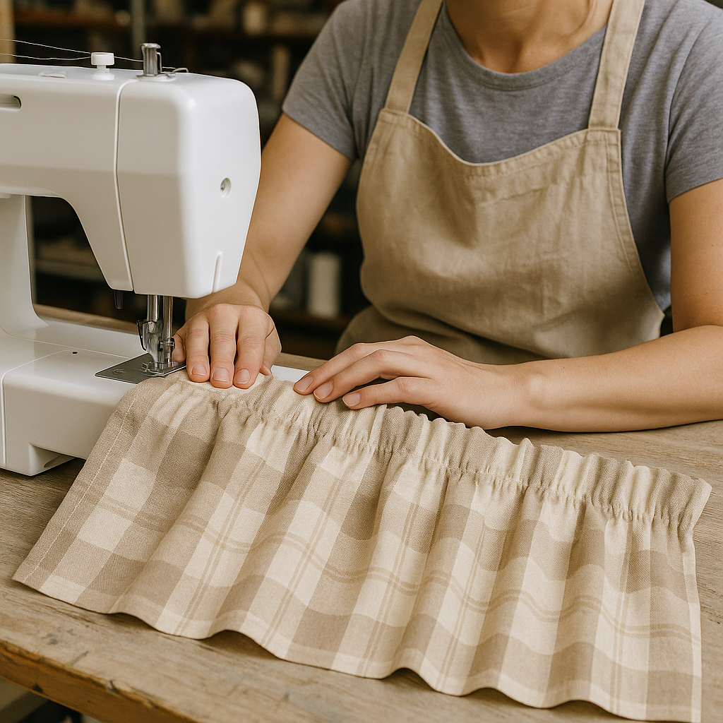 Pure Linen Check Valance Curtain – Farmhouse Window Topper – 7 Gingham Colours – Light Filtering Cotton Lined – Custom Sizes-2