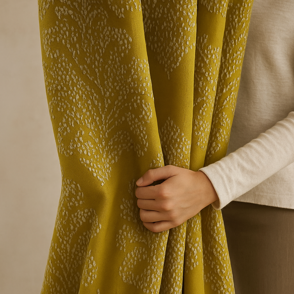 Luxury Linen Jacquard Curtains with Raised Damask Pattern – Custom Sizes, Blackout & Light-Filtering Liners-0