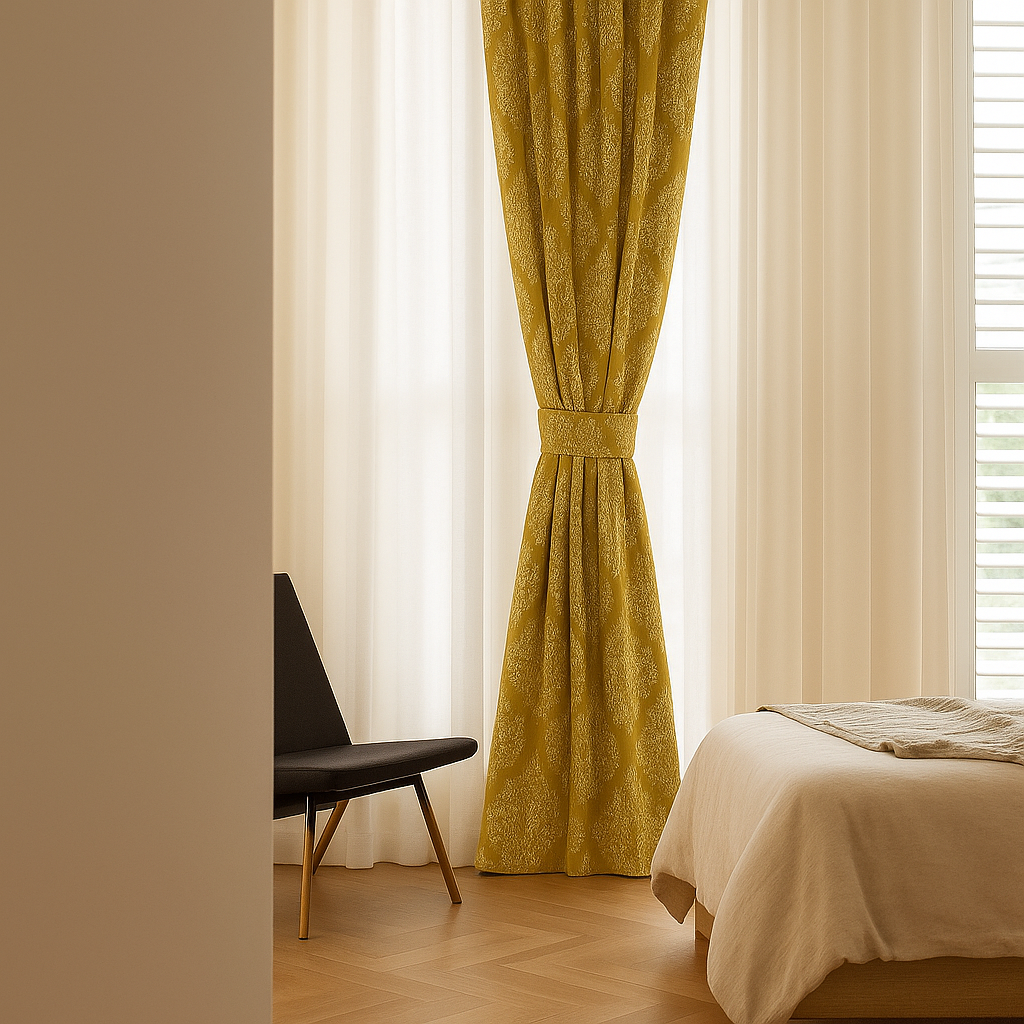 Luxury Linen Jacquard Curtains with Raised Damask Pattern – Custom Sizes, Blackout & Light-Filtering Liners-2