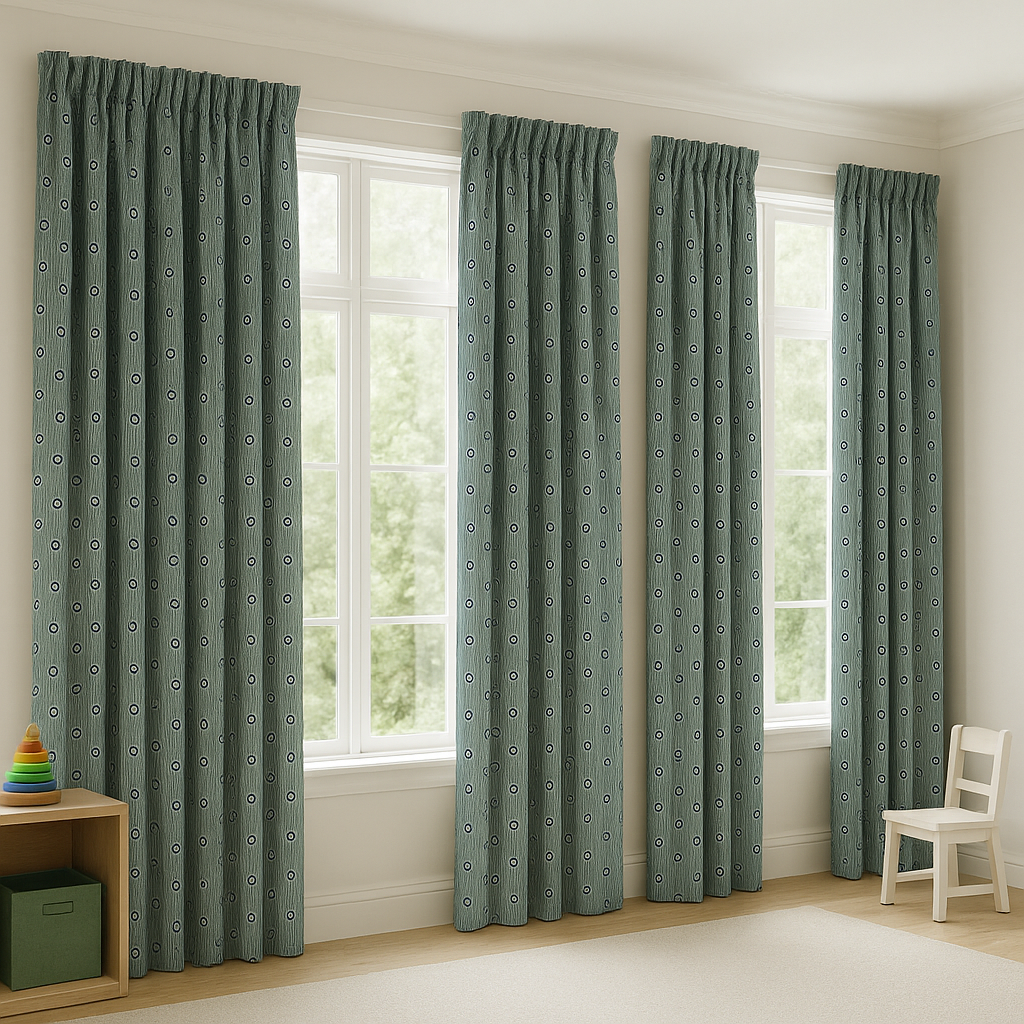 Nautical Anchor Pure Cotton Curtains – Blue Striped Kids Drapes, Light-Filtering or Blackout-1