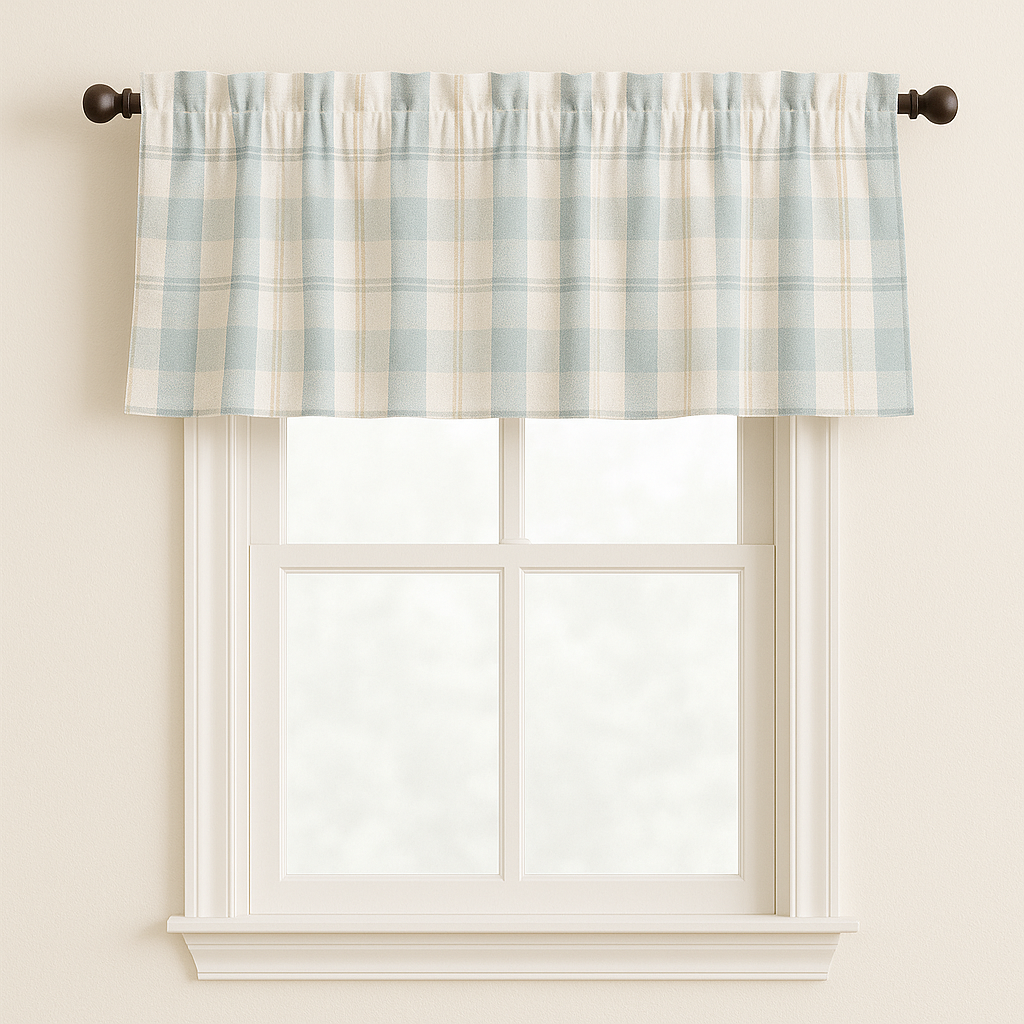 Pure Linen Check Valance Curtain – Farmhouse Window Topper – 7 Gingham Colours – Light Filtering Cotton Lined – Custom Sizes-4