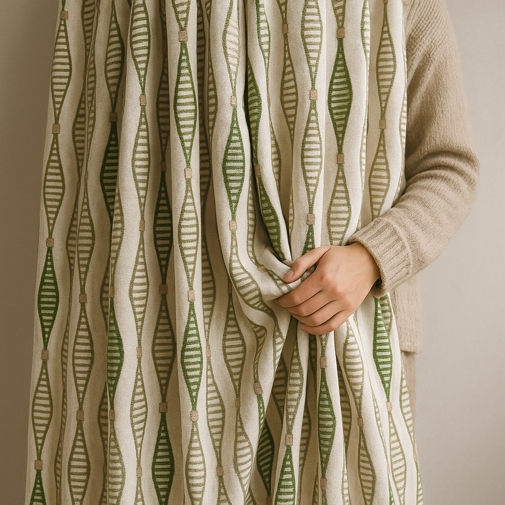 GOTS Spindle-Stripe Embroidered Linen Curtains – Blackout / Sheer-3