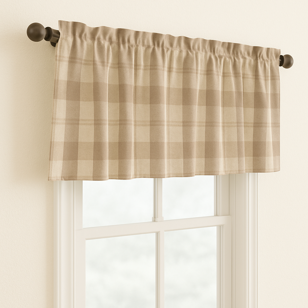 Pure Linen Check Valance Curtain – Farmhouse Window Topper – 7 Gingham Colours – Light Filtering Cotton Lined – Custom Sizes-1