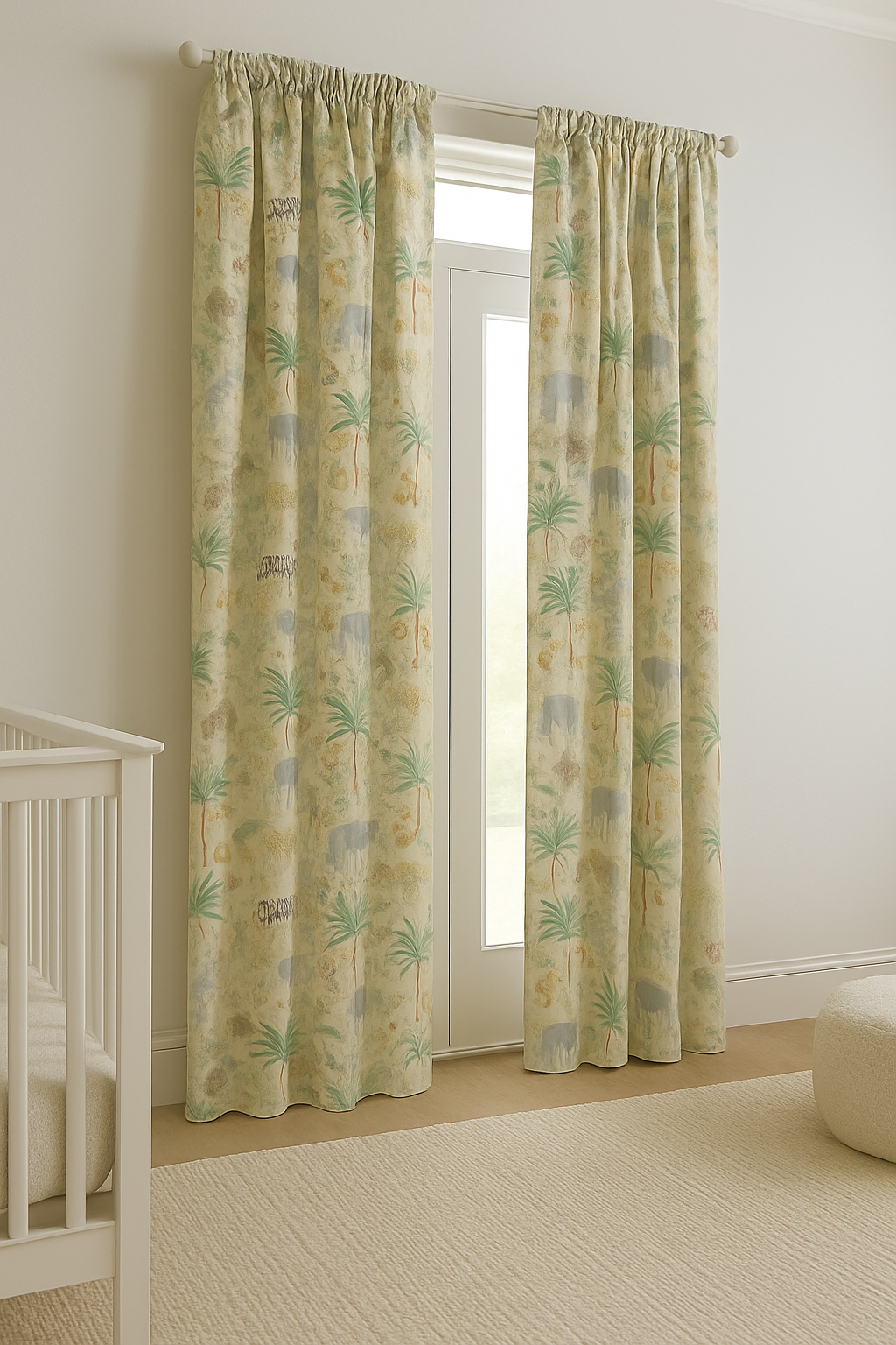 Jungle Safari Linen Nursery Curtains – Soft, Custom Sizes – Light Filtering or Blackout Lining-3