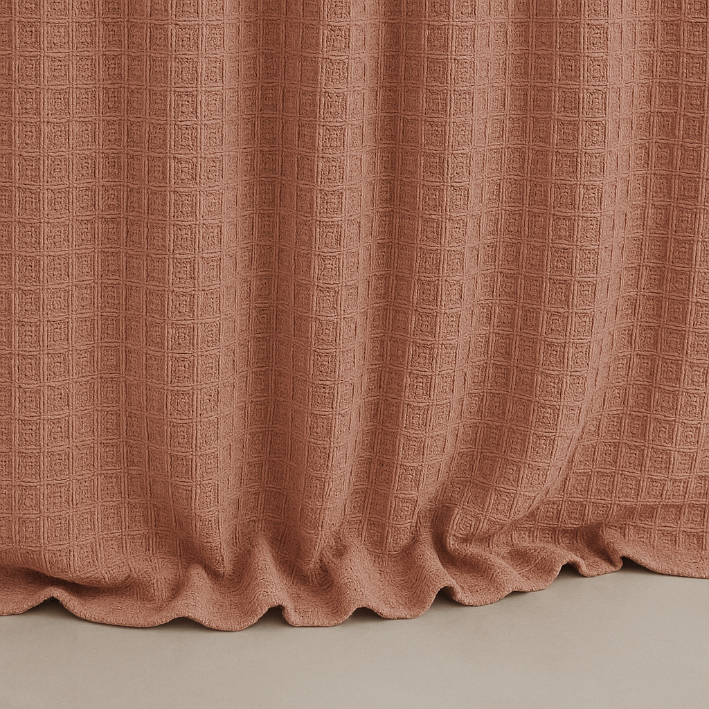 Blush Pink Cotton Waffle-Weave Shower Curtain – Extra-Wide, Extra-Long & Custom Sizes-4