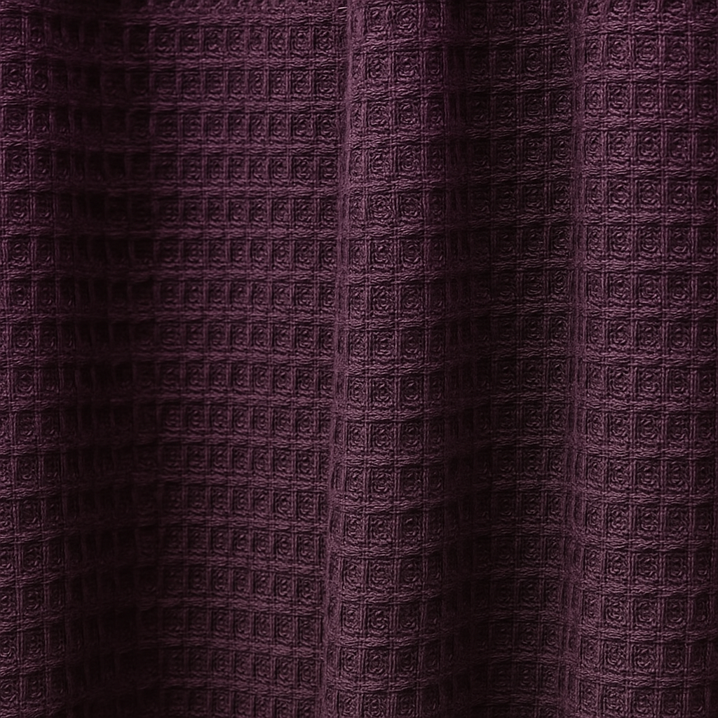 100% Pure Cotton Waffle Weave Shower Curtain – Plum Purple Spa-Style (Customisable Sizes)-1