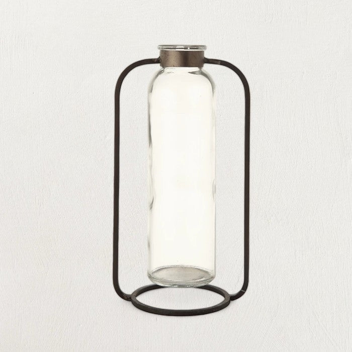 Glass Bud Vase in Metal Stand