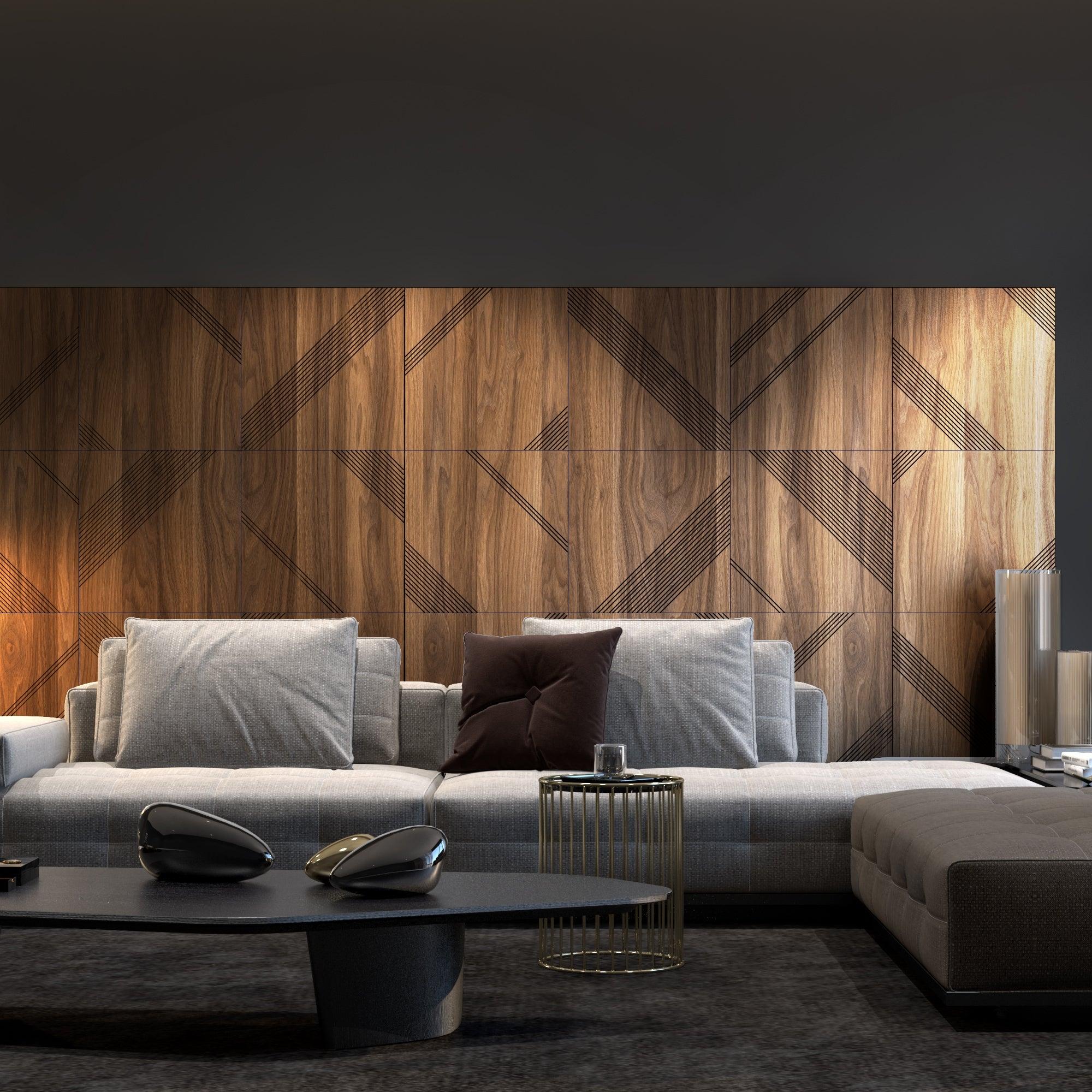 Modular Dark Wood Wall Panels - PRHOMZ