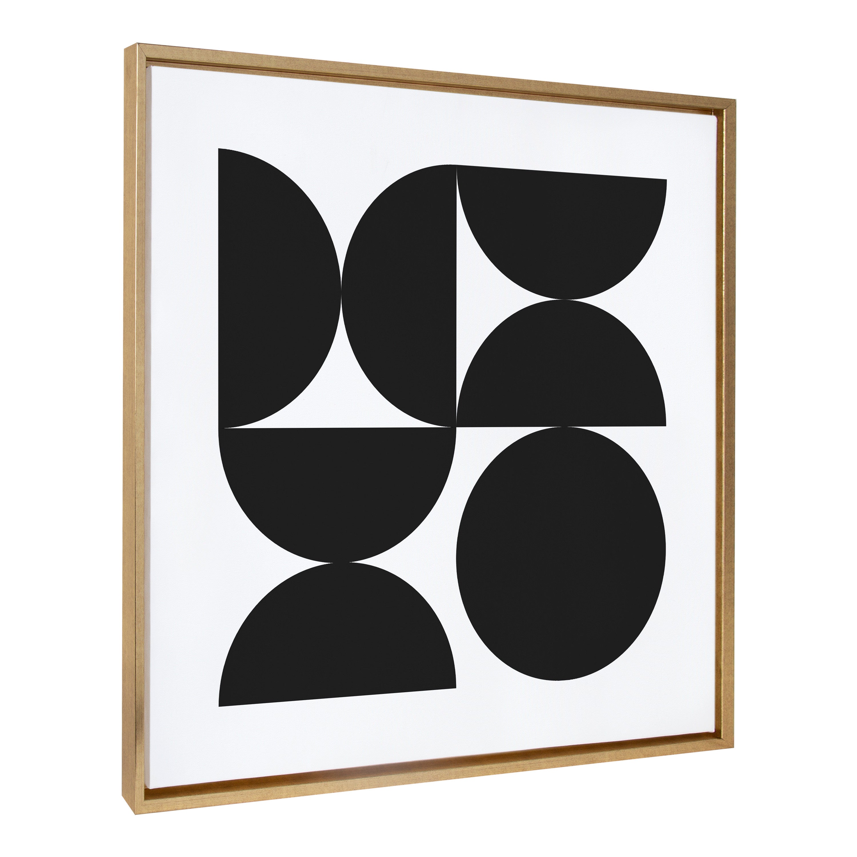 Sylvie Bold Vintage Geometric Black and White Framed Canvas by The Creative Bunch Studio