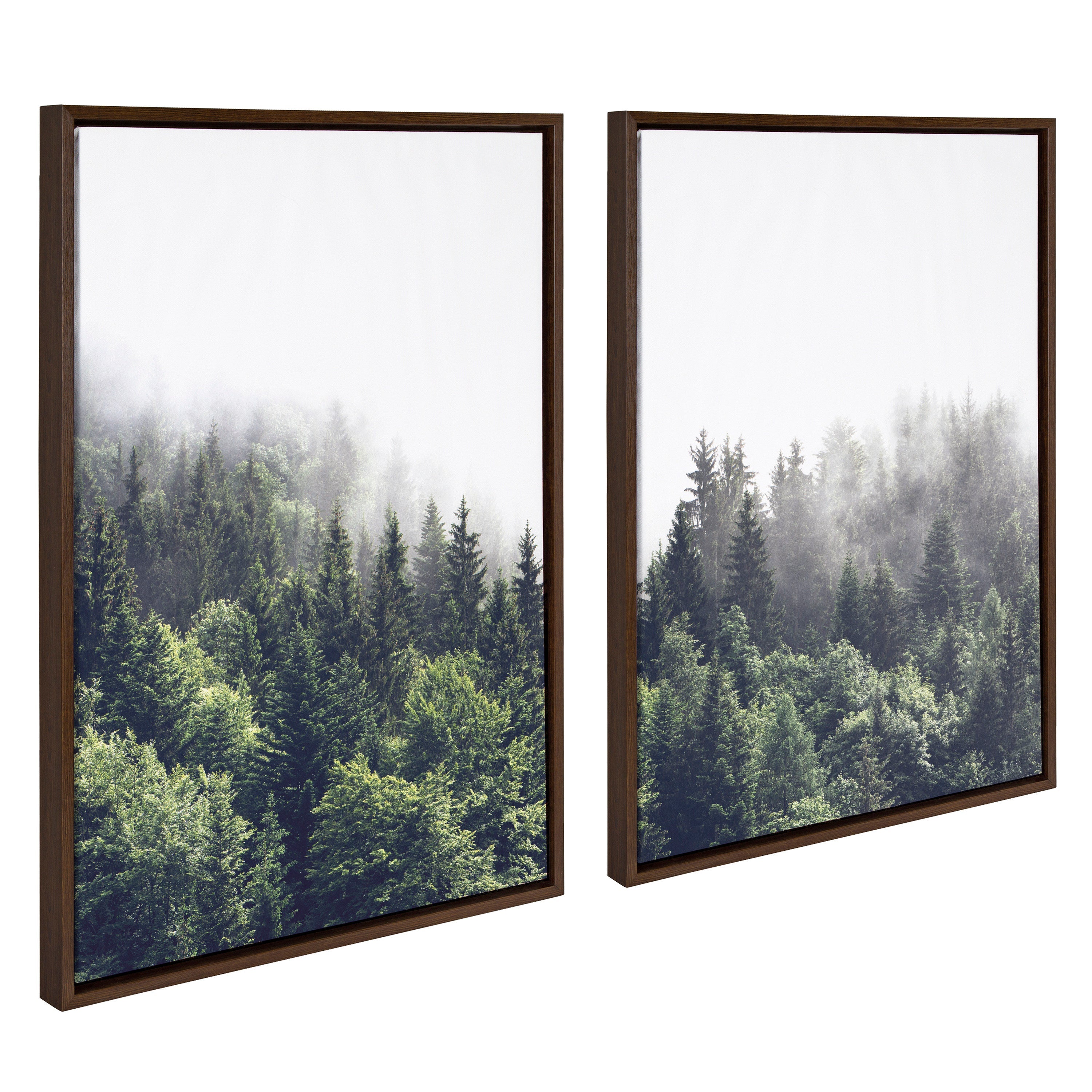 Sylvie Lush Green Forest on a Foggy Day Framed Canvas Set by The Creative Bunch Studio