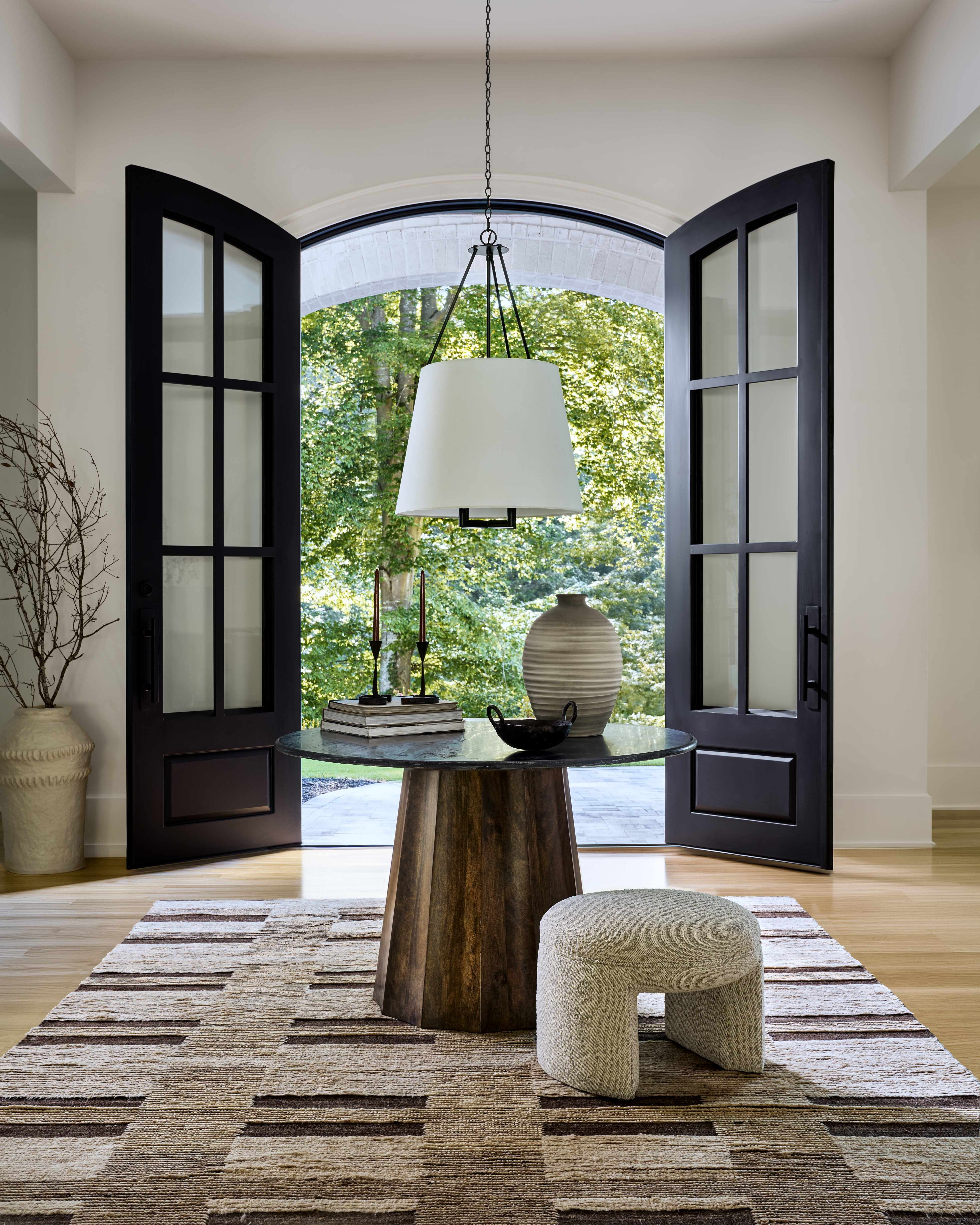 Light Gray Traditional Chandelier with linen details for dining or living rooms-3