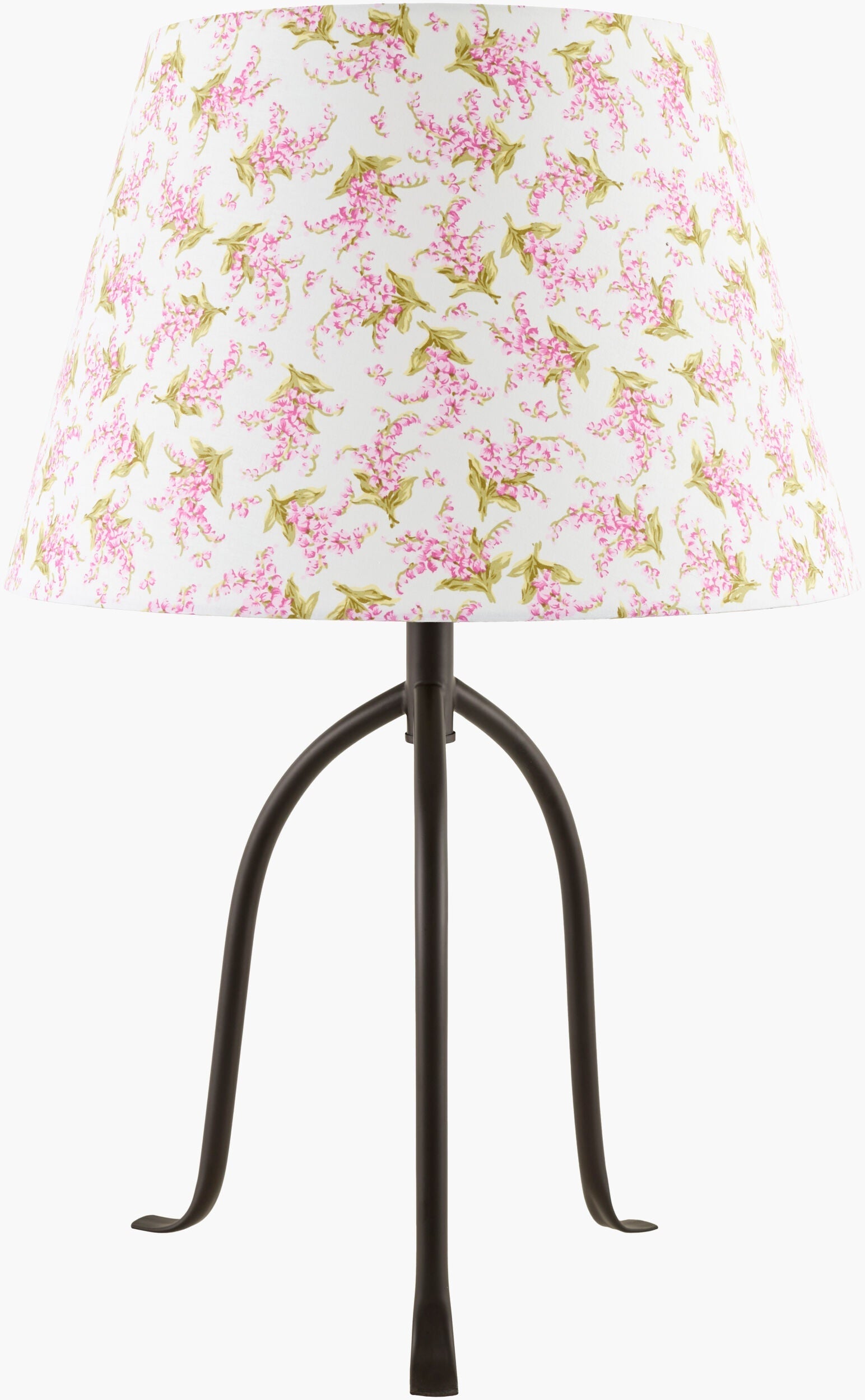 Pink Floral Shade Iron Table Lamp-0
