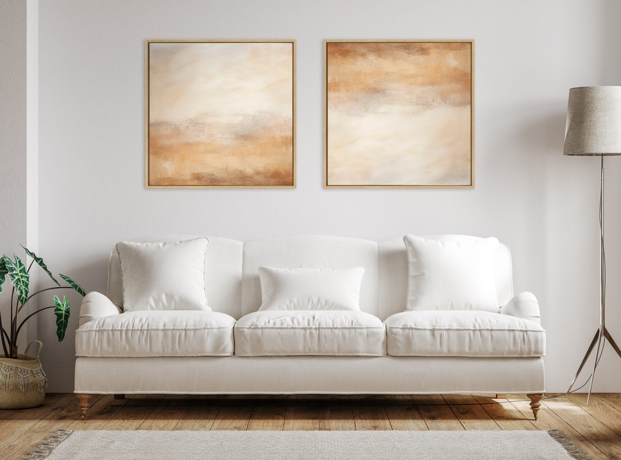 Sylvie Tonal Abstract Earthy Warm Framed Canvas by The Creative Bunch Studio