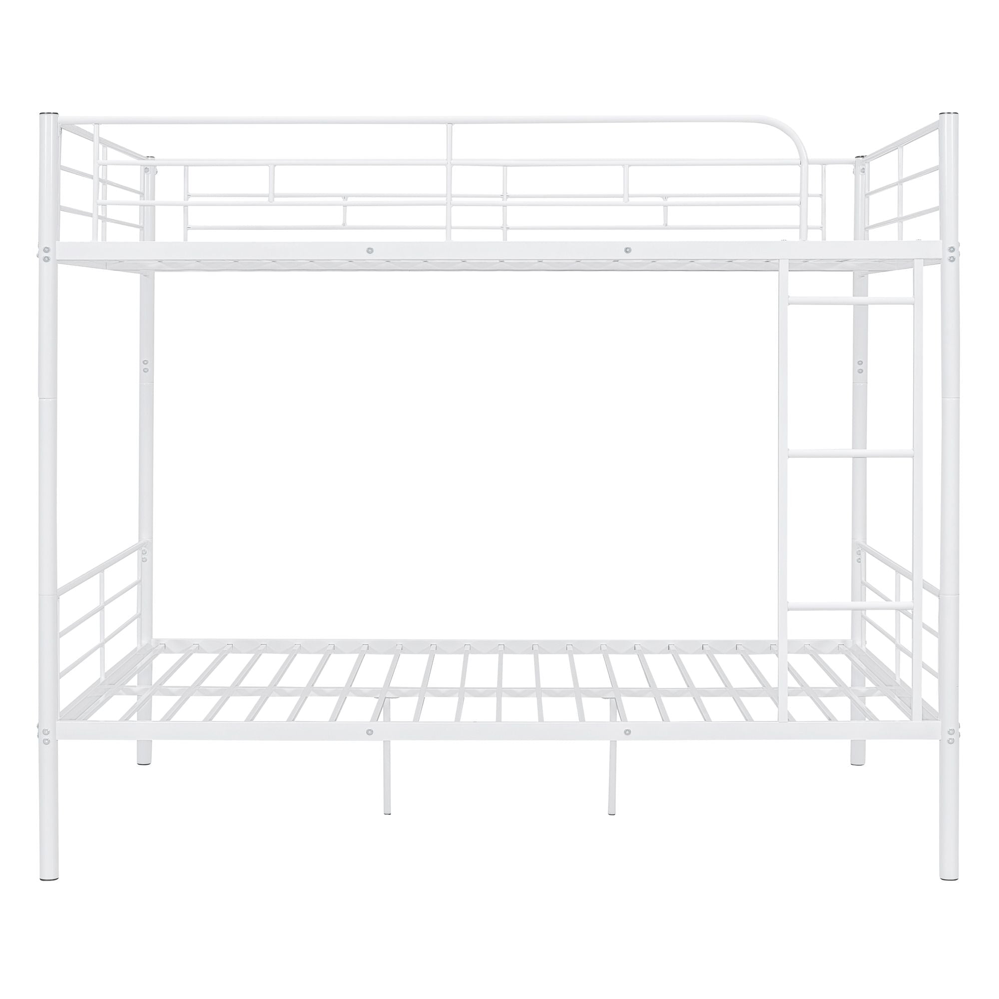 Full Over Full Metal Bunk Bed with Ladder, Durable Iron Frame in Black, White, or Silver | Just Better Bunk Beds