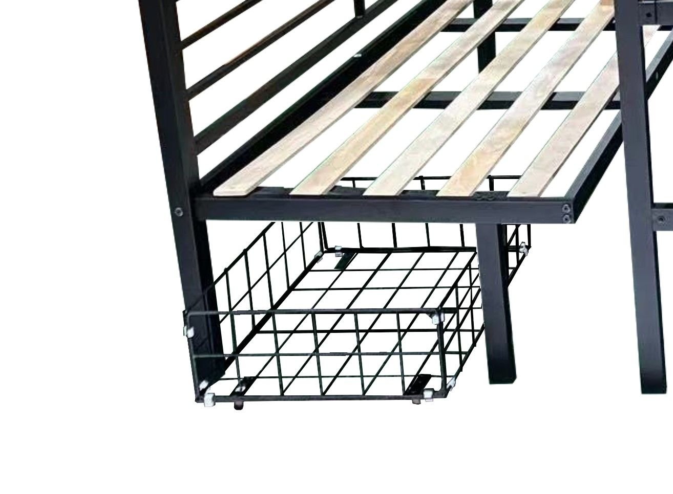 Full Size Convertible Wood Loft Bed with Table Set and Full Over Full Bunk Bed Capability, Black | Just Better Bunk Beds