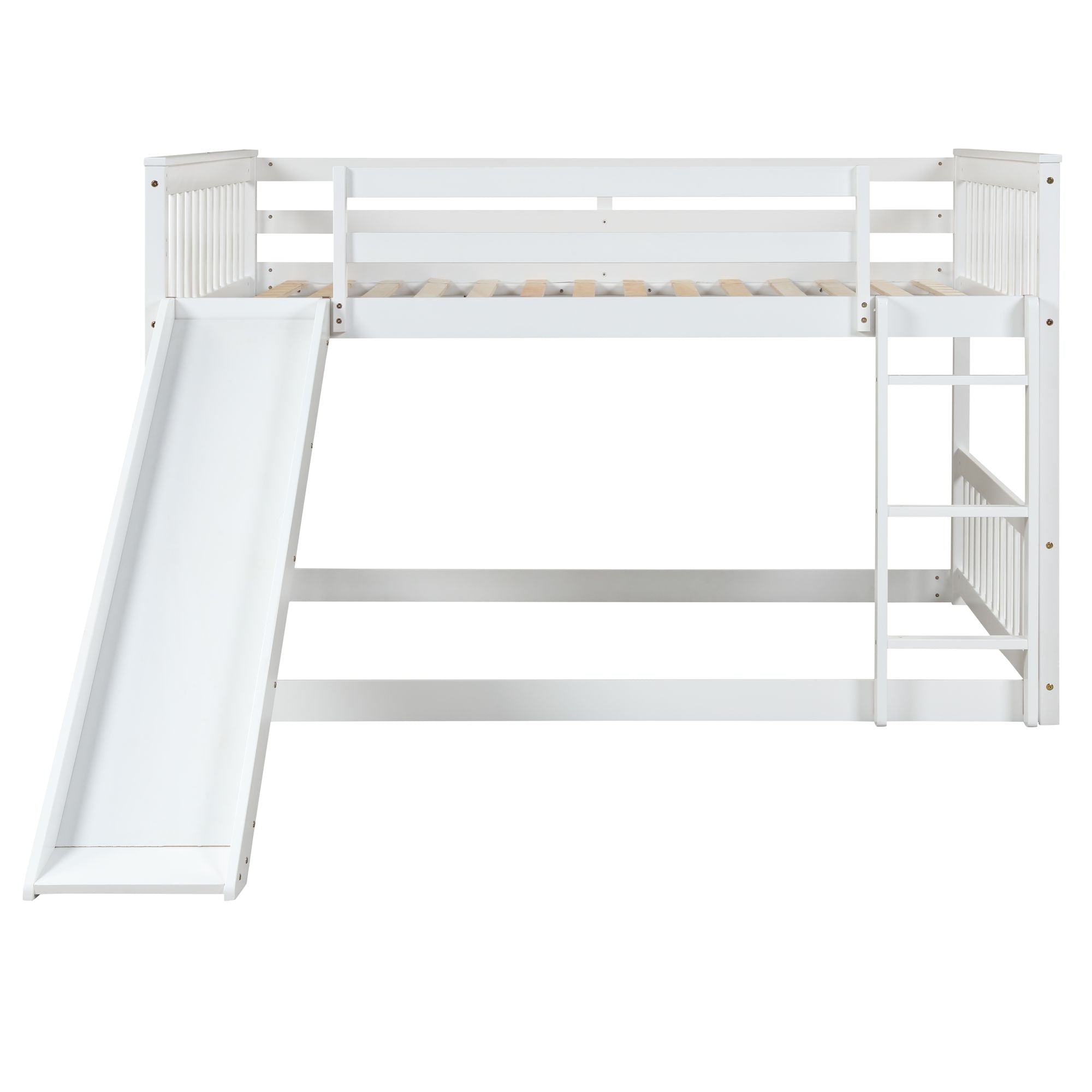 Fun Full over Full Wood Bunk Bed with Slide in White or Grey | Just Better Bunk Beds
