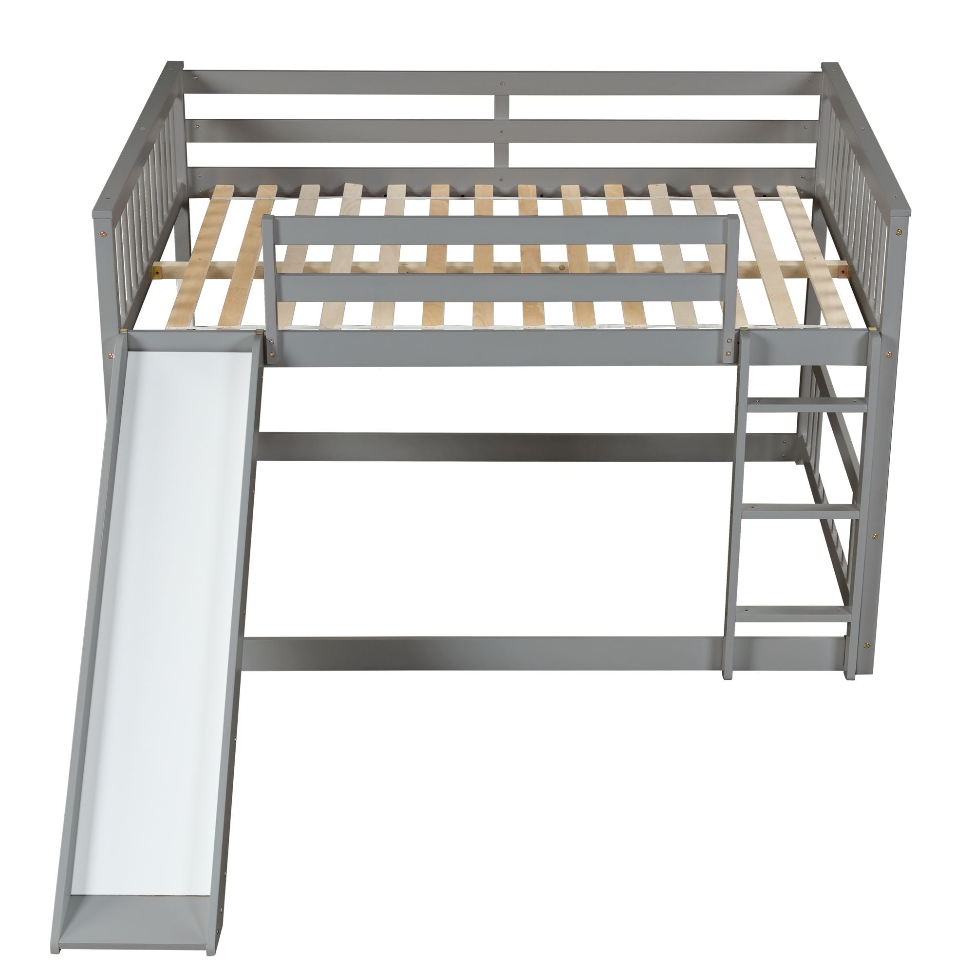 Fun Full over Full Wood Bunk Bed with Slide in White or Grey | Just Better Bunk Beds