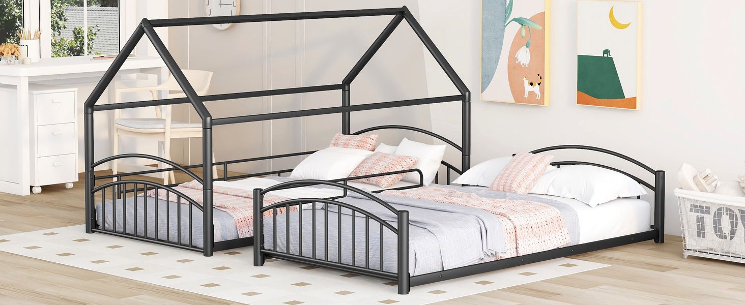 Fun Twin Over Twin Metal Bunk Bed with Slide for Kids, Black, Sturdy & Space-Saving | Just Better Bunk Beds