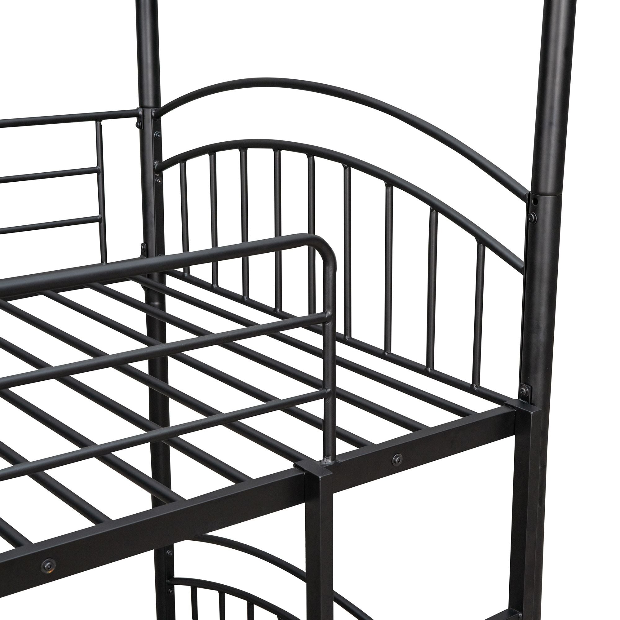 Fun Twin Over Twin Metal Bunk Bed with Slide for Kids, Black, Sturdy & Space-Saving | Just Better Bunk Beds