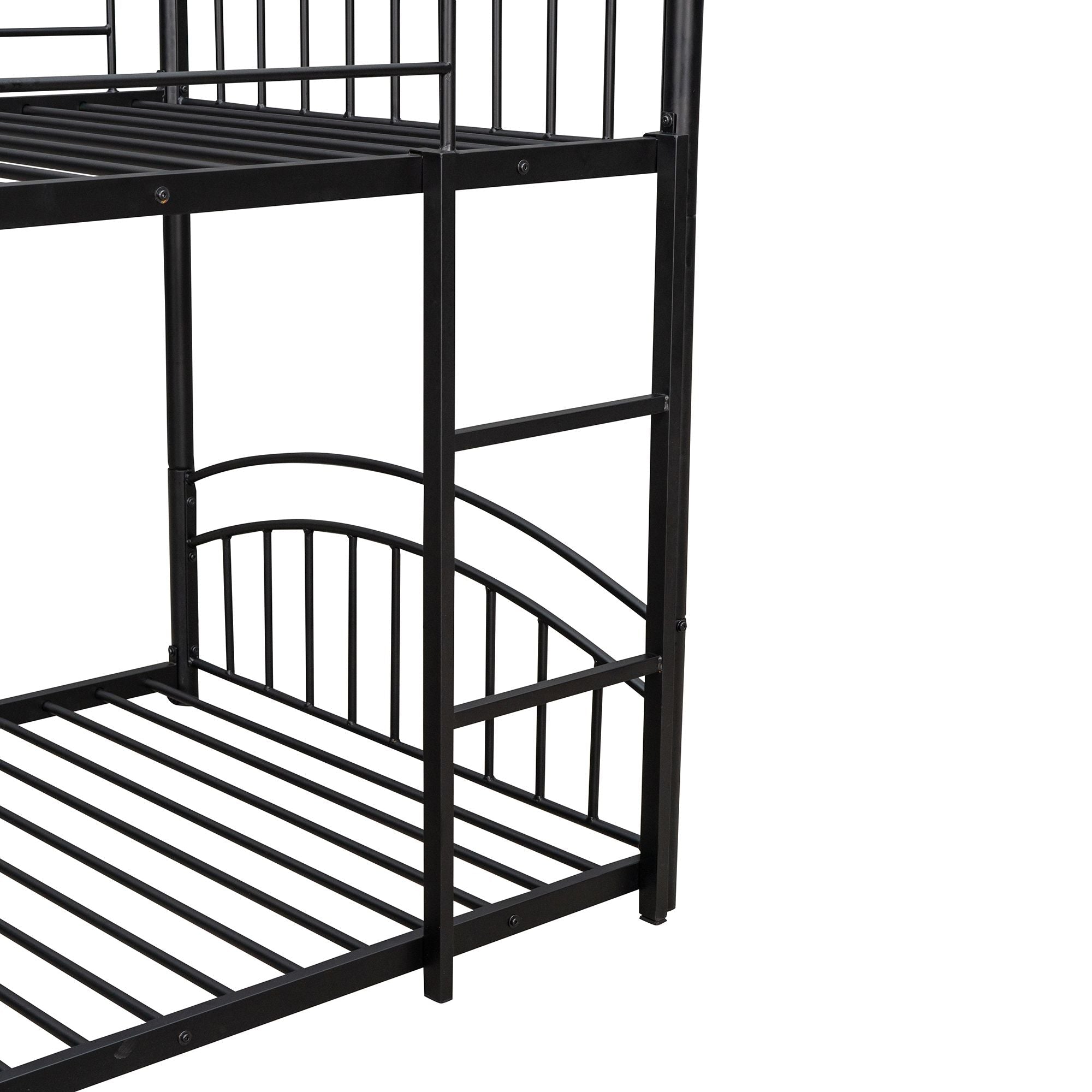 Fun Twin Over Twin Metal Bunk Bed with Slide for Kids, Black, Sturdy & Space-Saving | Just Better Bunk Beds