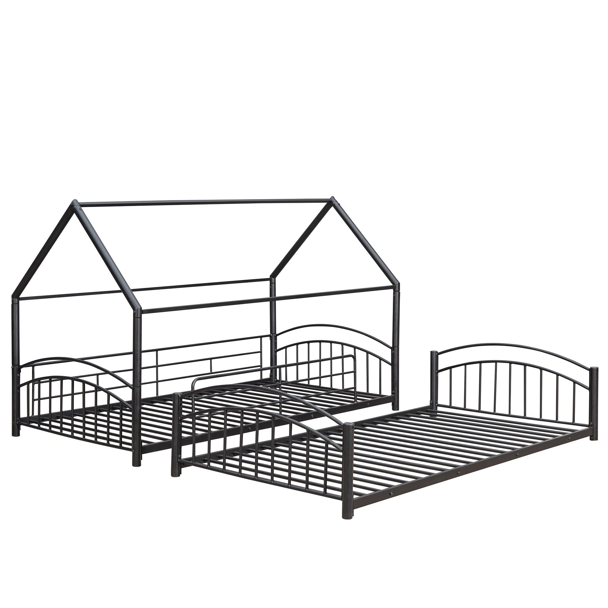Fun Twin Over Twin Metal Bunk Bed with Slide for Kids, Black, Sturdy & Space-Saving | Just Better Bunk Beds