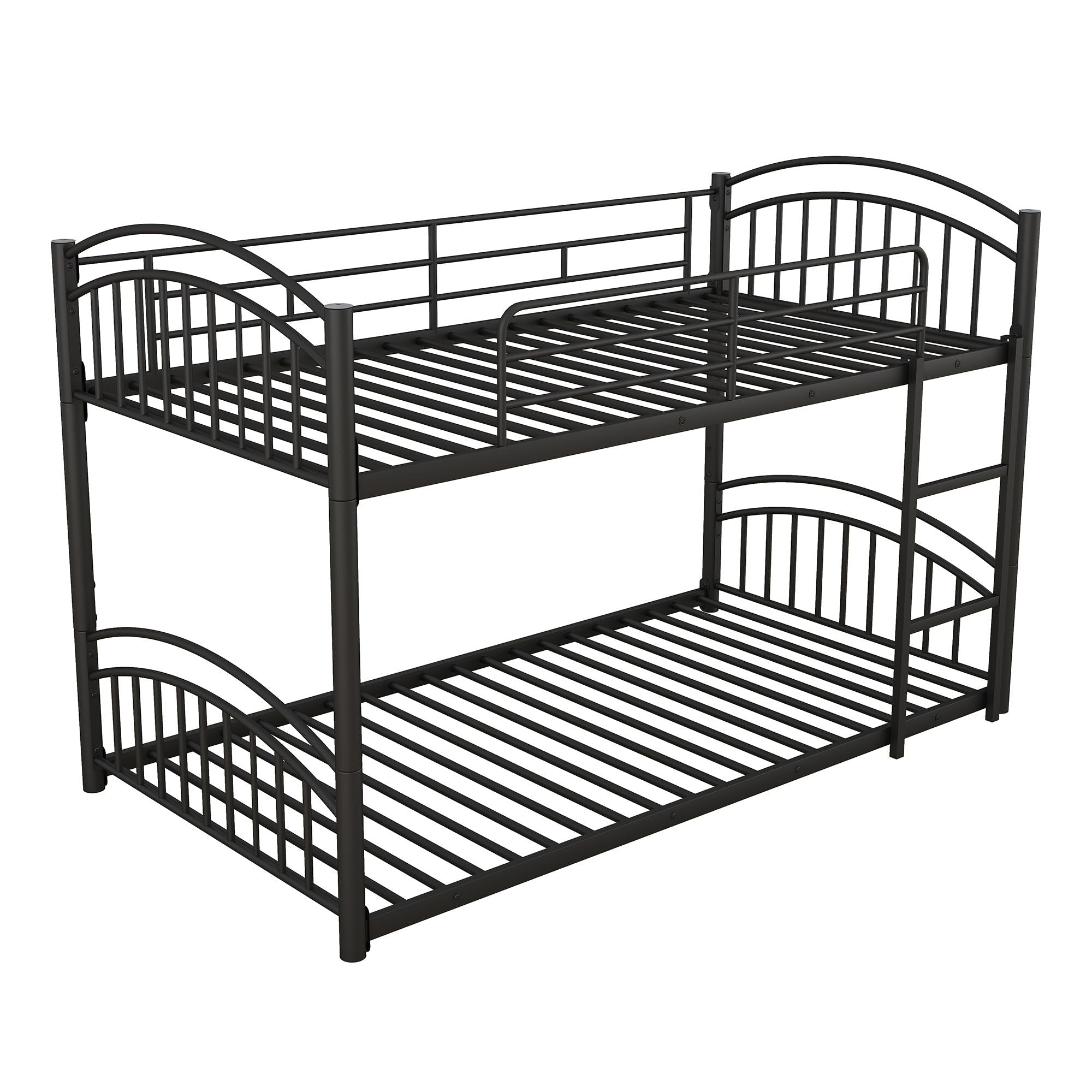 Fun Twin Over Twin Metal Bunk Bed with Slide for Kids, Black, Sturdy & Space-Saving | Just Better Bunk Beds
