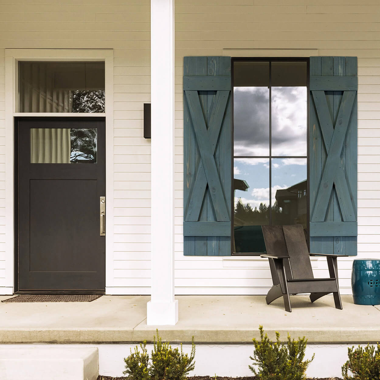 X-Bar Exterior Wood Shutters - Cedar - Set of 2