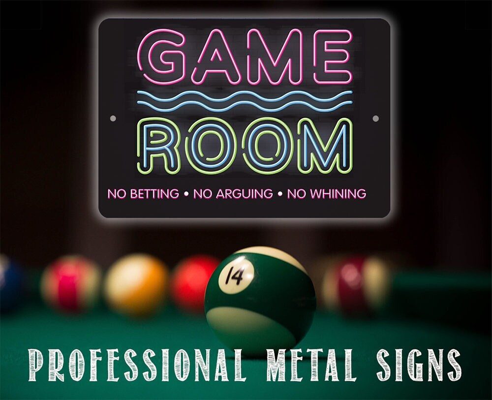 Game Room No Betting No Arguing No Whining - Metal Sign