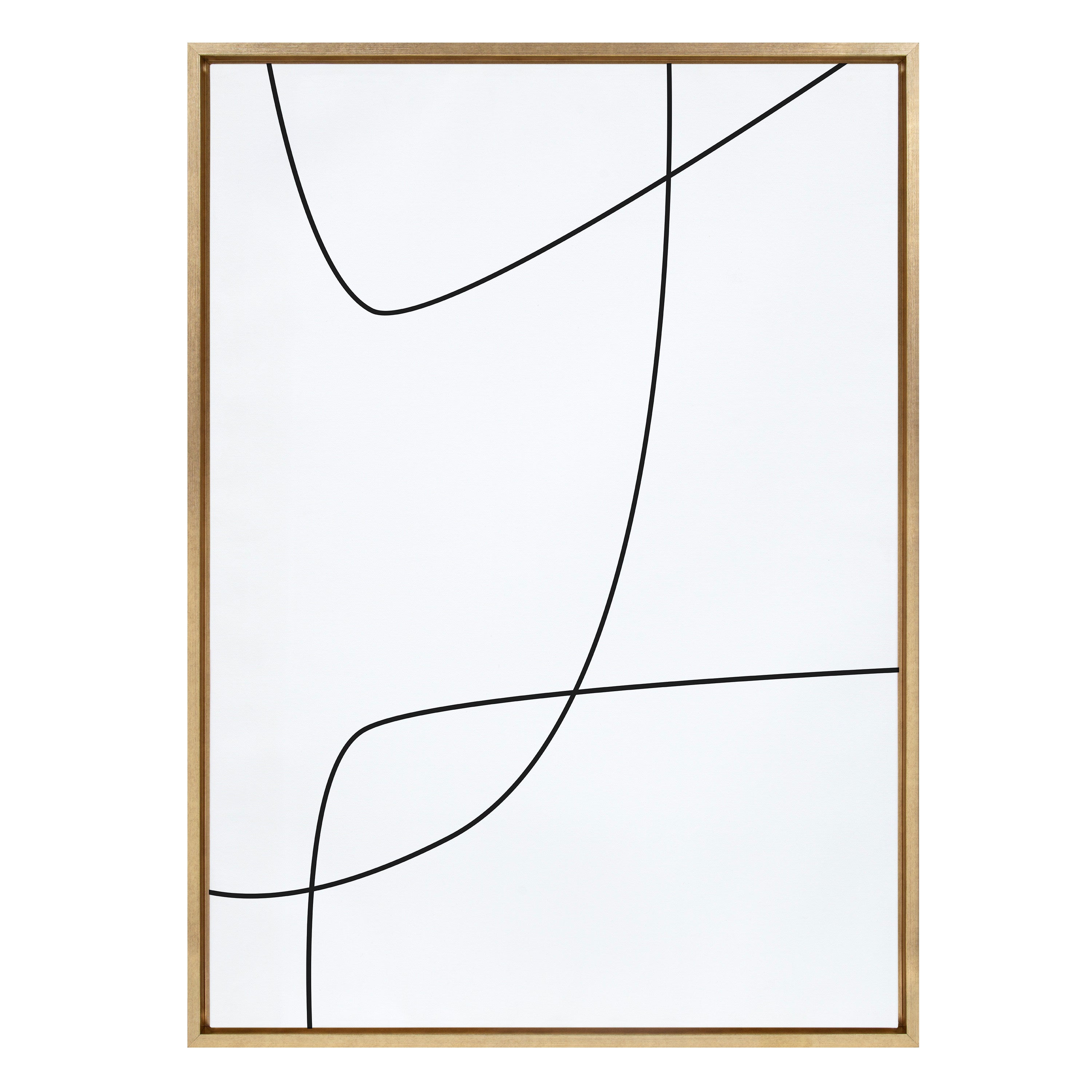 Sylvie Modern Line Abstract 3 BW Framed Canvas by The Creative Bunch Studio