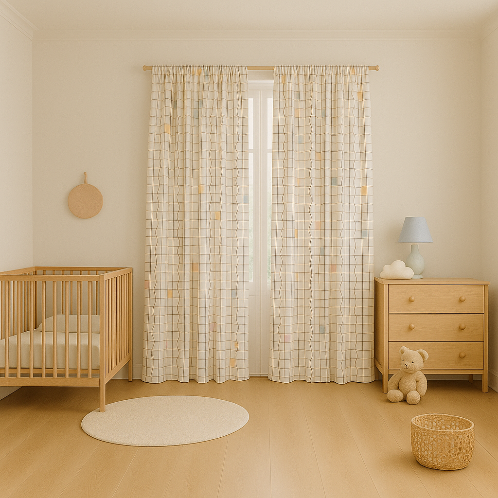 Geometric Pastel Linen Curtains – 5 Colours – Blackout or Light Filtering – Custom Sizes – Rod or Track Compatible-3