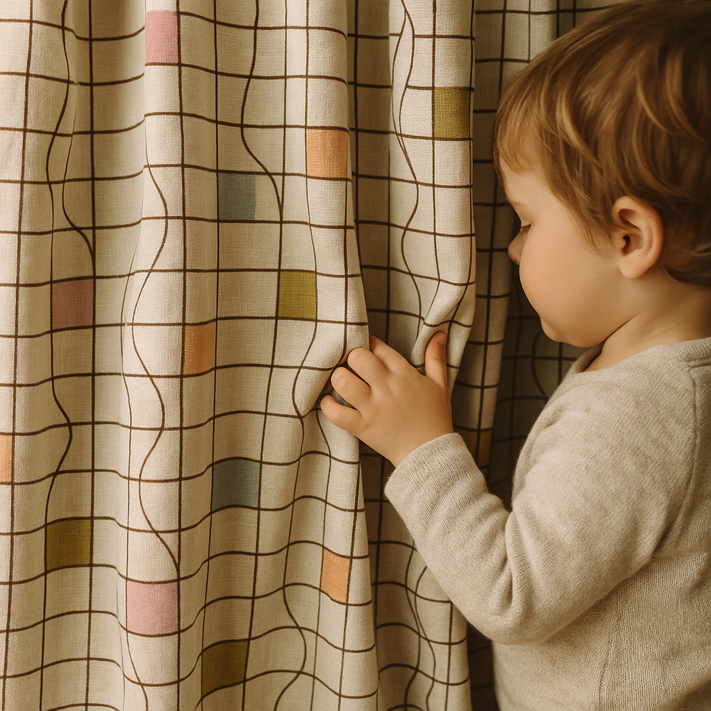 Geometric Pastel Linen Curtains – 5 Colours – Blackout or Light Filtering – Custom Sizes – Rod or Track Compatible-0