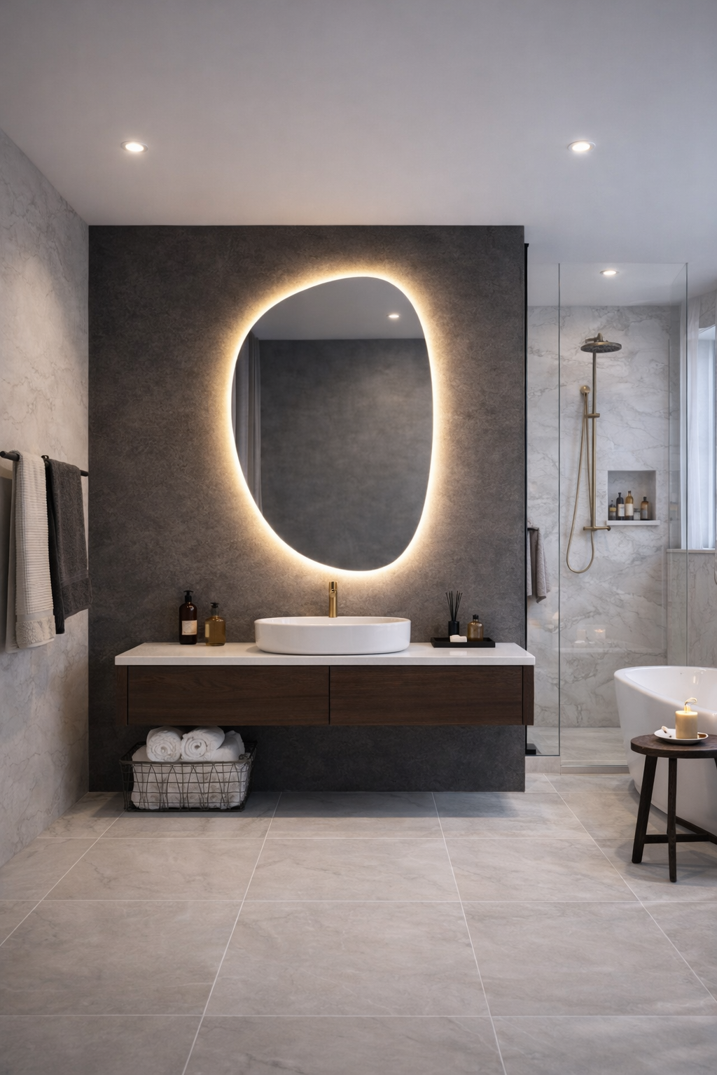 Loodo Asymmetrical Bathroom and Bedroom Wall Mirror