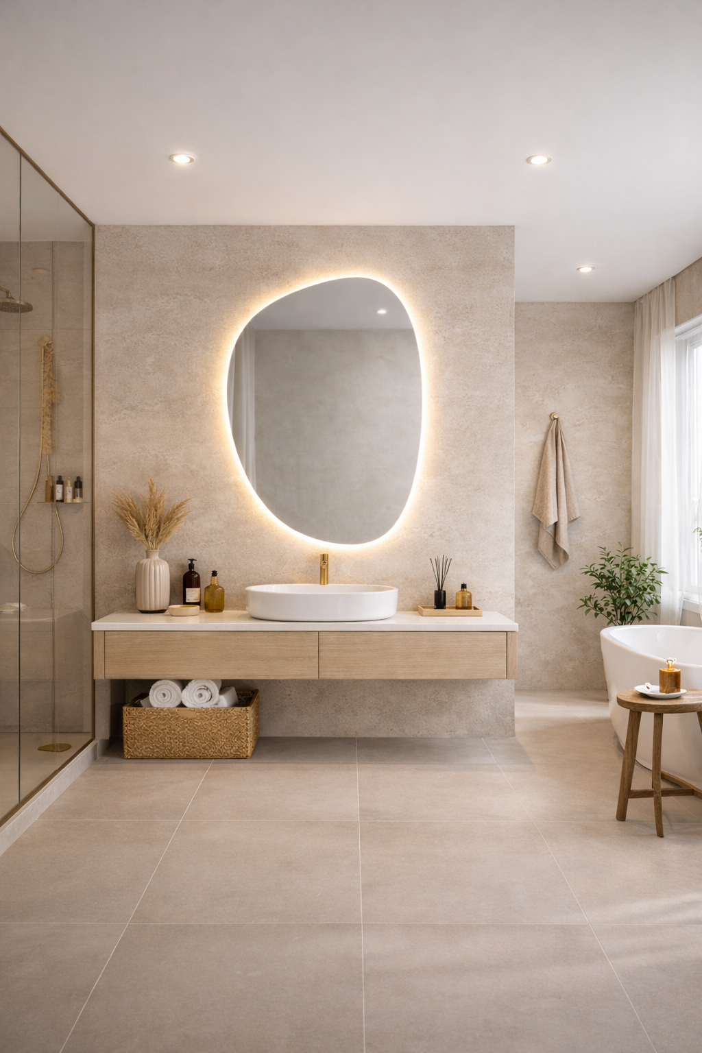 Loodo Asymmetrical Bathroom and Bedroom Wall Mirror