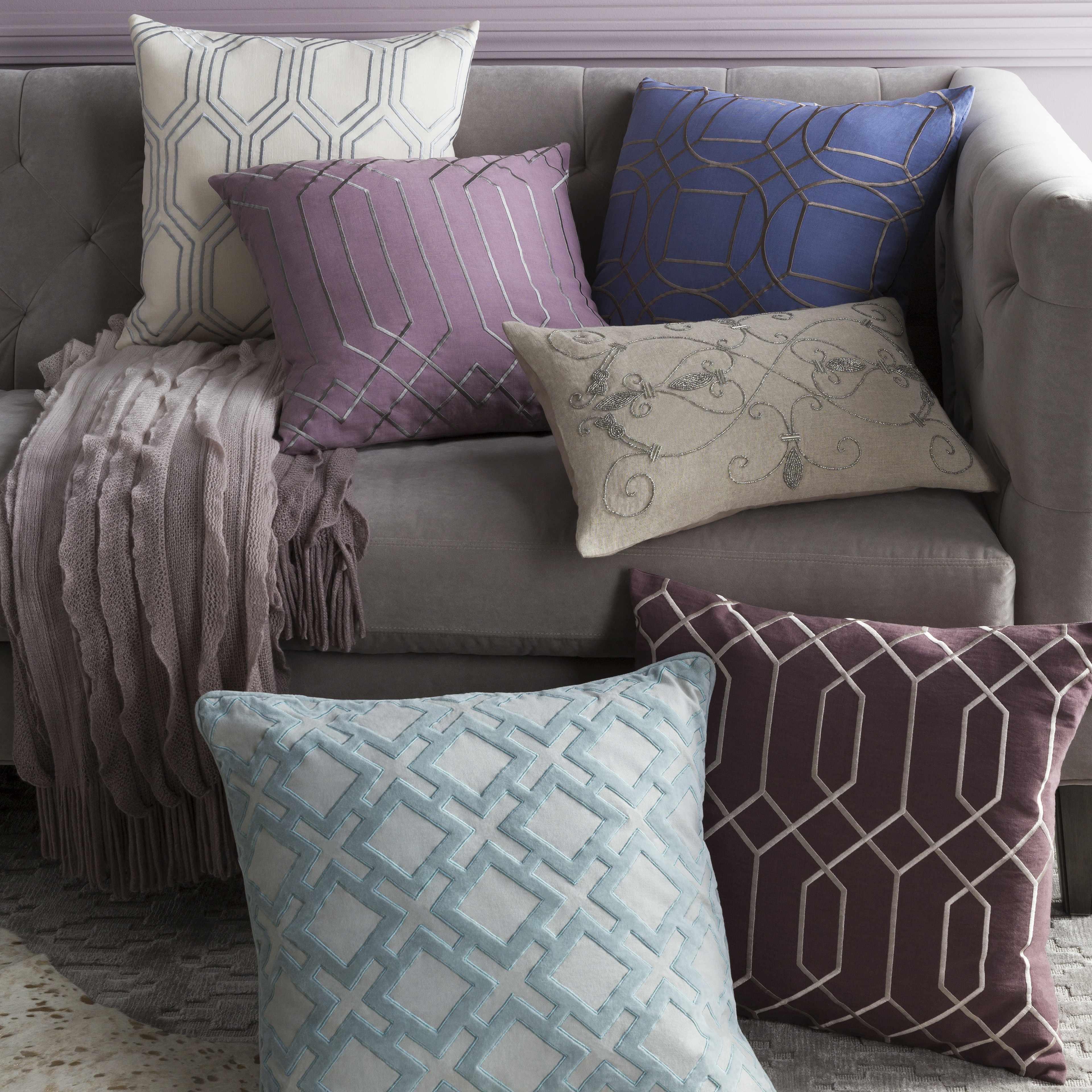 Ermington Plum Geometric Square Throw Pillow - Clearance - PRHOMZ